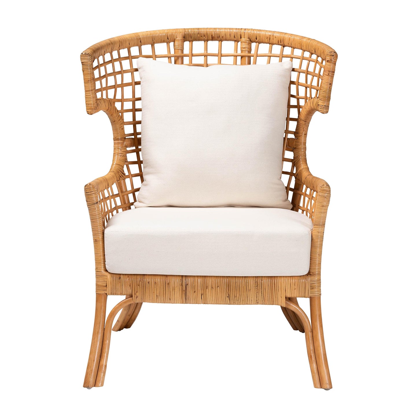 Baxton Studio bali & pari Regina Bohemian Light Honey Rattan Arm Chair | Armchairs | Modishstore - 5