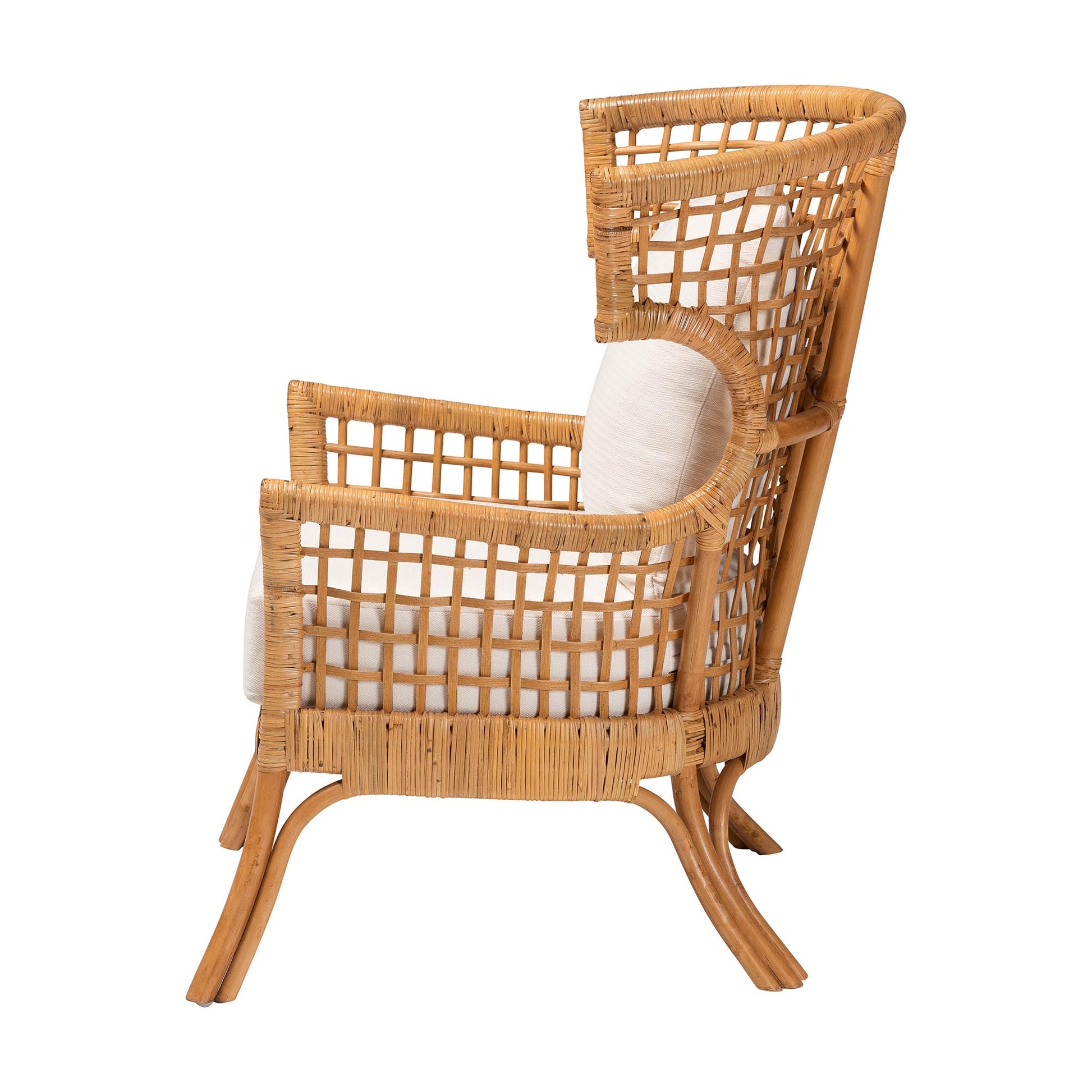 Baxton Studio bali & pari Regina Bohemian Light Honey Rattan Arm Chair | Armchairs | Modishstore - 6