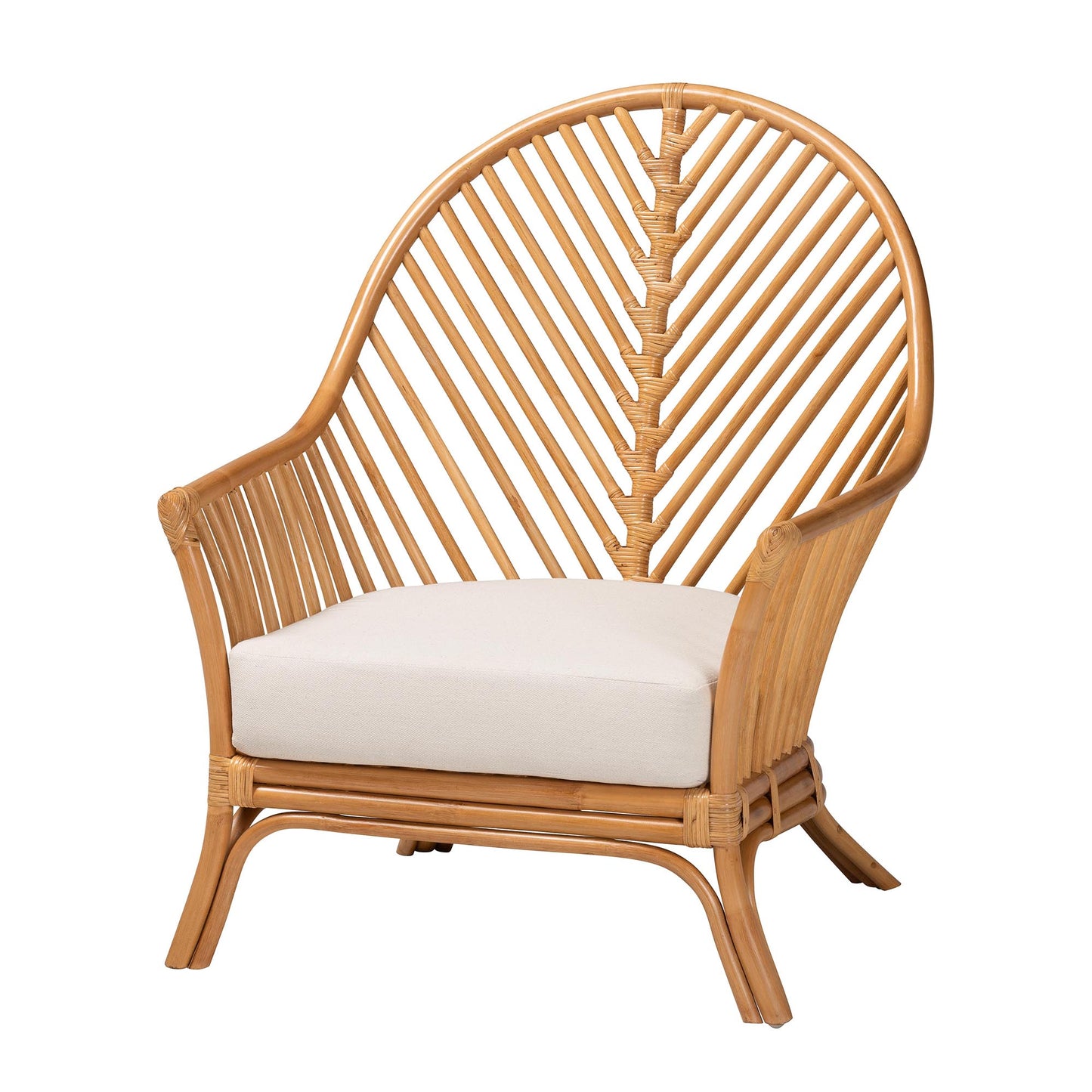 Baxton Studio bali & pari Lisabon Bohemian Light Honey Rattan Arm Chair | Armchairs | Modishstore - 4