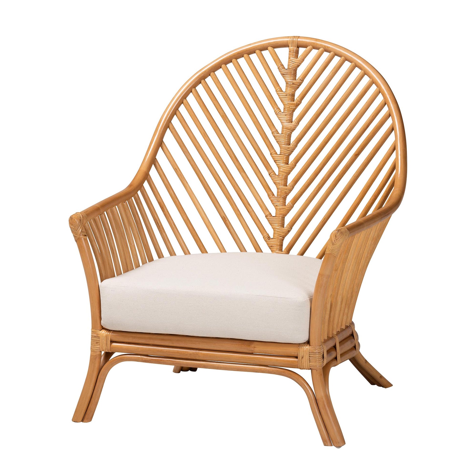 Baxton Studio bali & pari Lisabon Bohemian Light Honey Rattan Arm Chair | Armchairs | Modishstore - 4