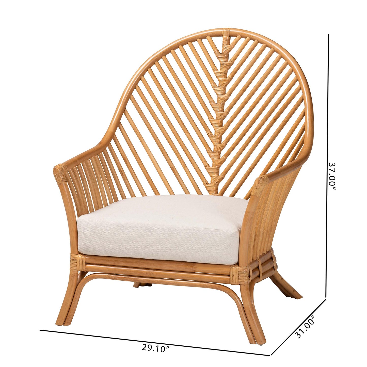 Baxton Studio bali & pari Lisabon Bohemian Light Honey Rattan Arm Chair | Armchairs | Modishstore - 3