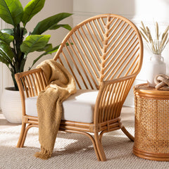 Baxton Studio bali & pari Lisabon Bohemian Light Honey Rattan Arm Chair