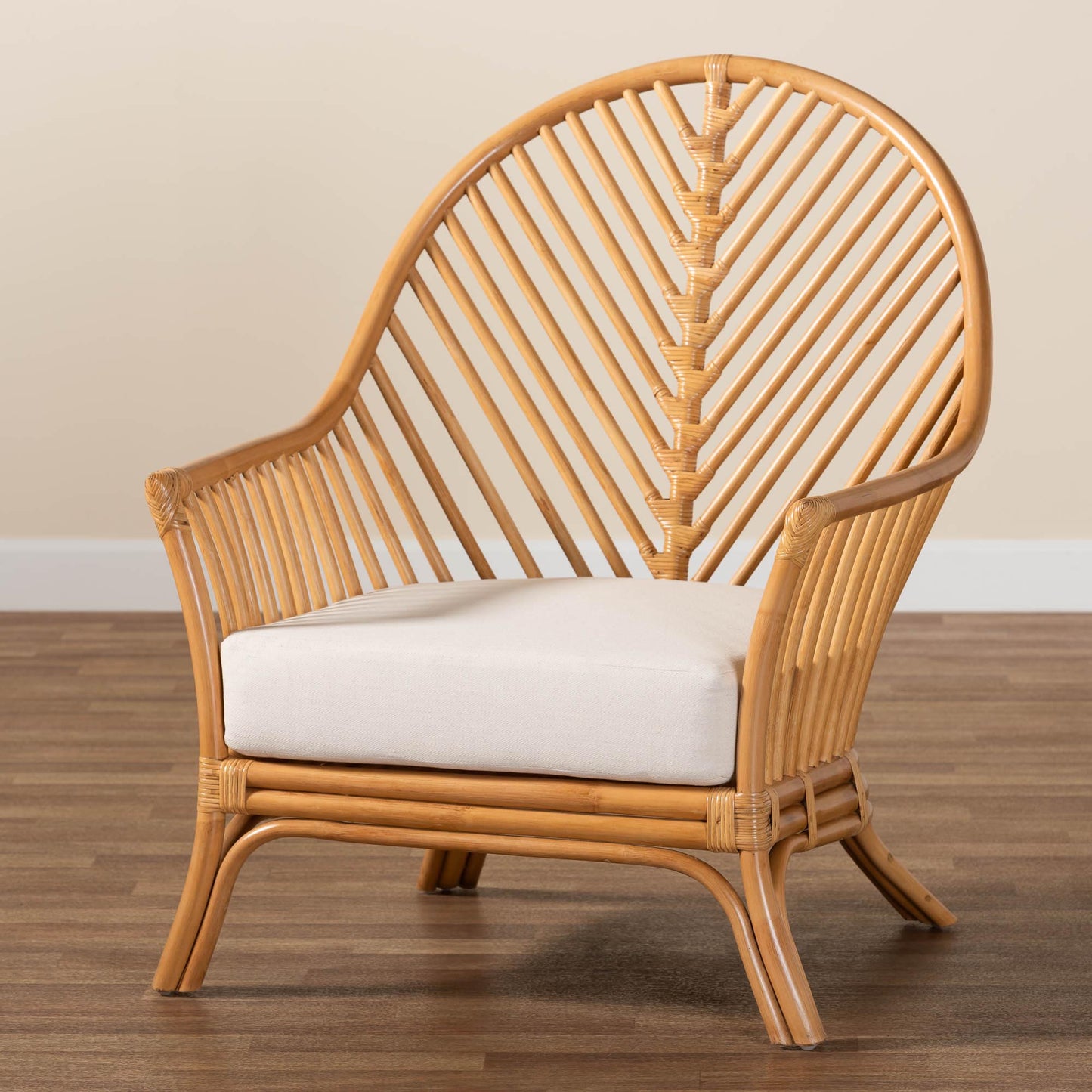 Baxton Studio bali & pari Lisabon Bohemian Light Honey Rattan Arm Chair | Armchairs | Modishstore - 2