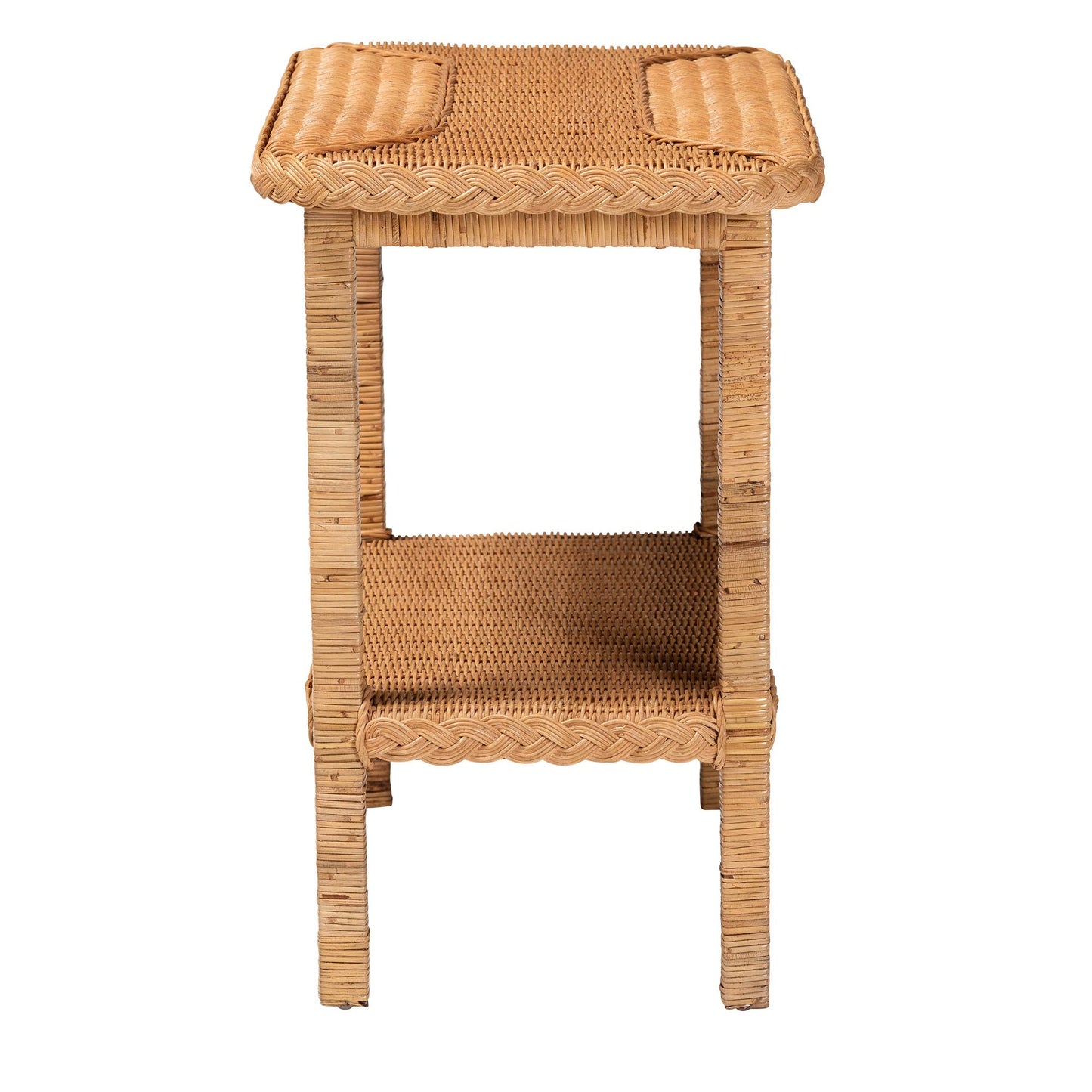 Baxton Studio bali & pari Minahasa Bohemian Light Honey Braided Rattan Side Table | End Tables | Modishstore - 6