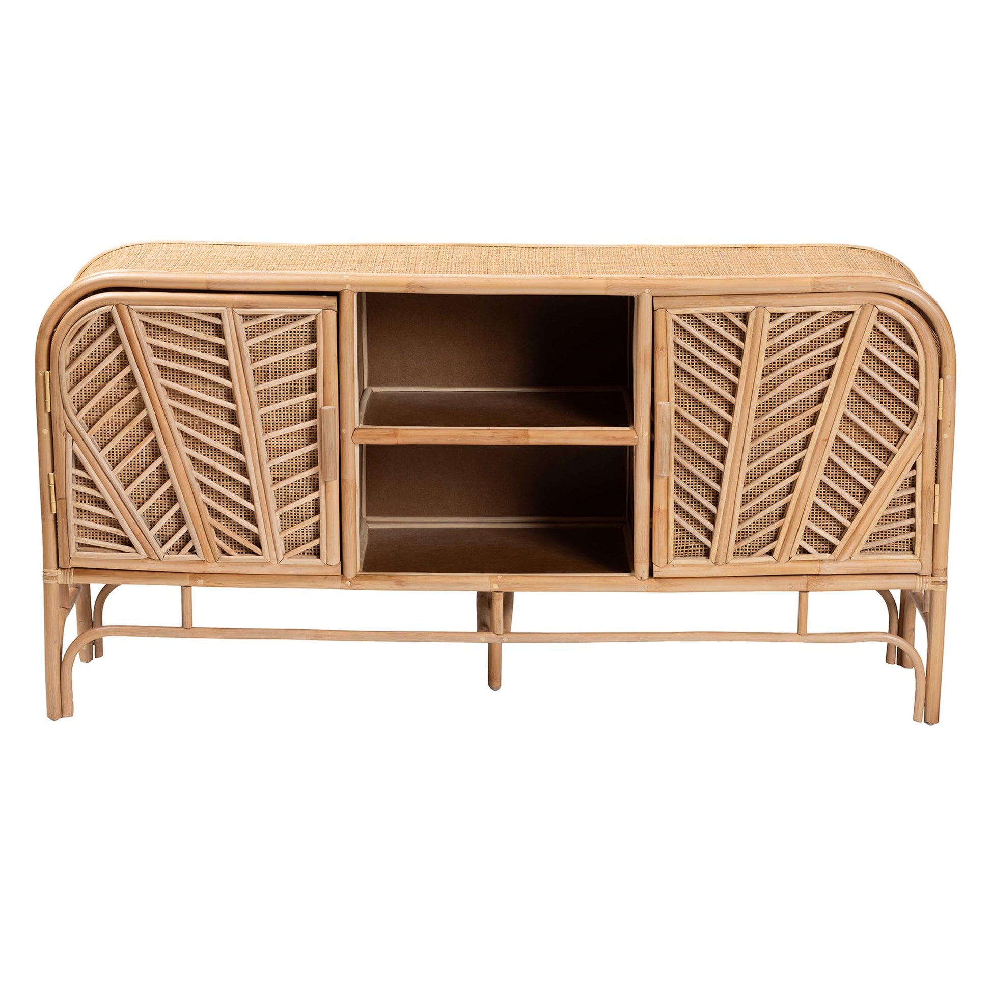 Baxton Studio bali & pari Carabella Bohemian Natural Rattan 2-Door Storage Cabinet | Cabinets | Modishstore - 4