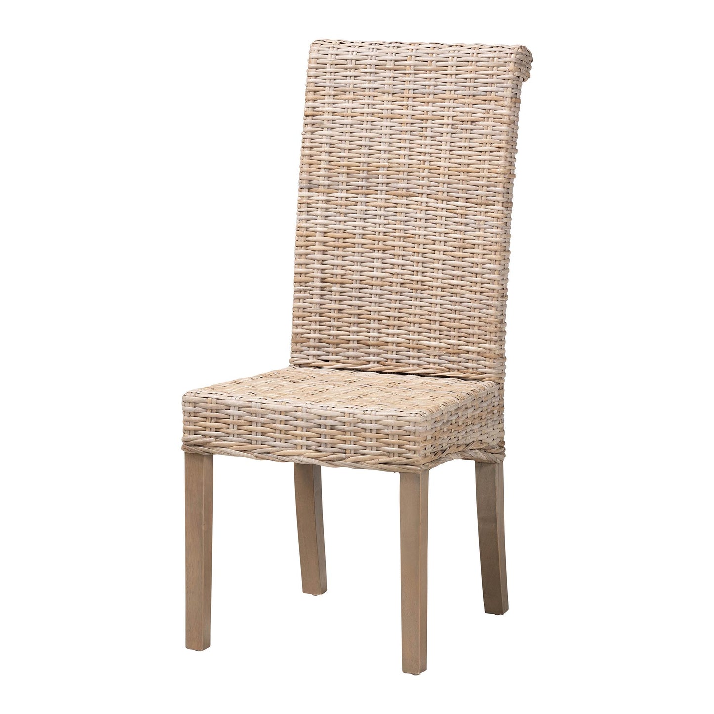 Baxton Studio bali & pari Santiago Bohemian Grey Natural Kubu Rattan and Mango Wood Dining Chair | Dining Chairs | Modishstore - 2