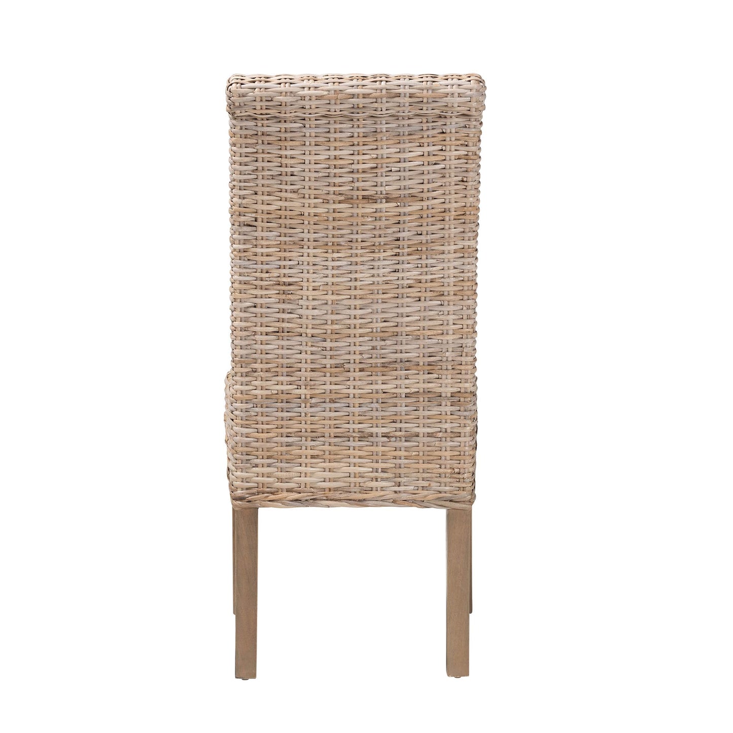 Baxton Studio bali & pari Santiago Bohemian Grey Natural Kubu Rattan and Mango Wood Dining Chair | Dining Chairs | Modishstore - 5