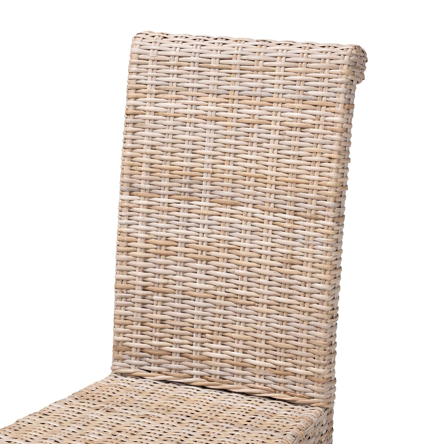 Baxton Studio bali & pari Santiago Bohemian Grey Natural Kubu Rattan and Mango Wood Dining Chair | Dining Chairs | Modishstore - 6