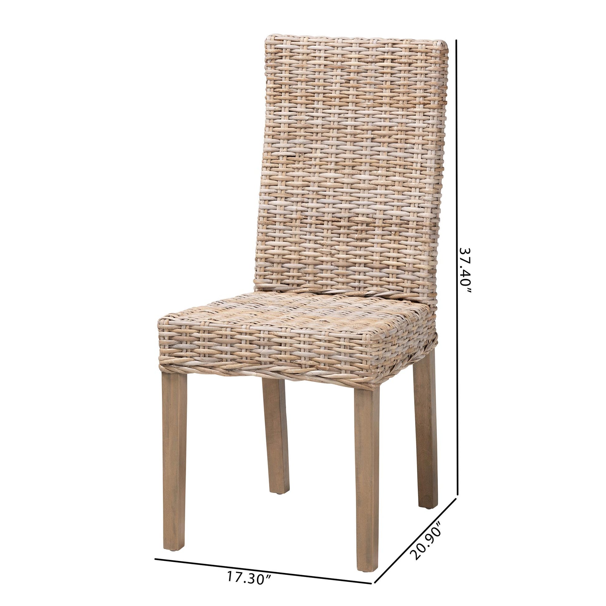 Baxton Studio bali & pari Nevina Bohemian Grey Kubu Rattan and Mango Wood Dining Chair | Dining Chairs | Modishstore - 3