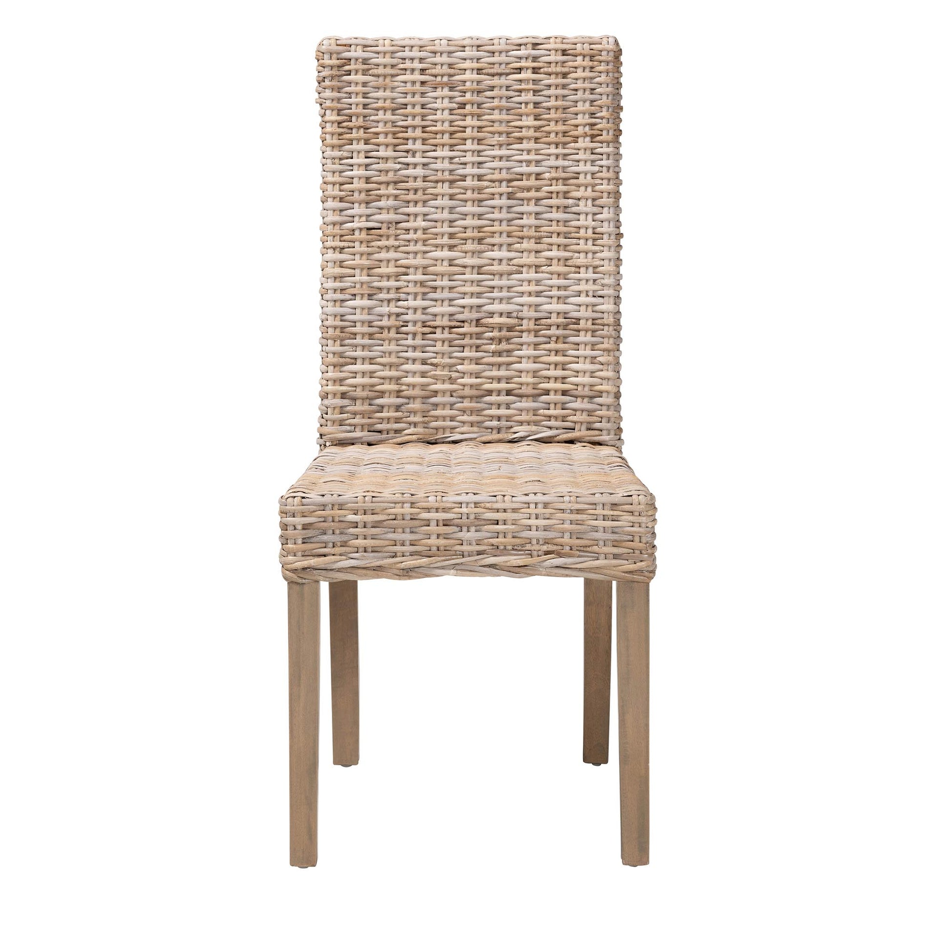 Baxton Studio bali & pari Nevina Bohemian Grey Kubu Rattan and Mango Wood Dining Chair | Dining Chairs | Modishstore - 5