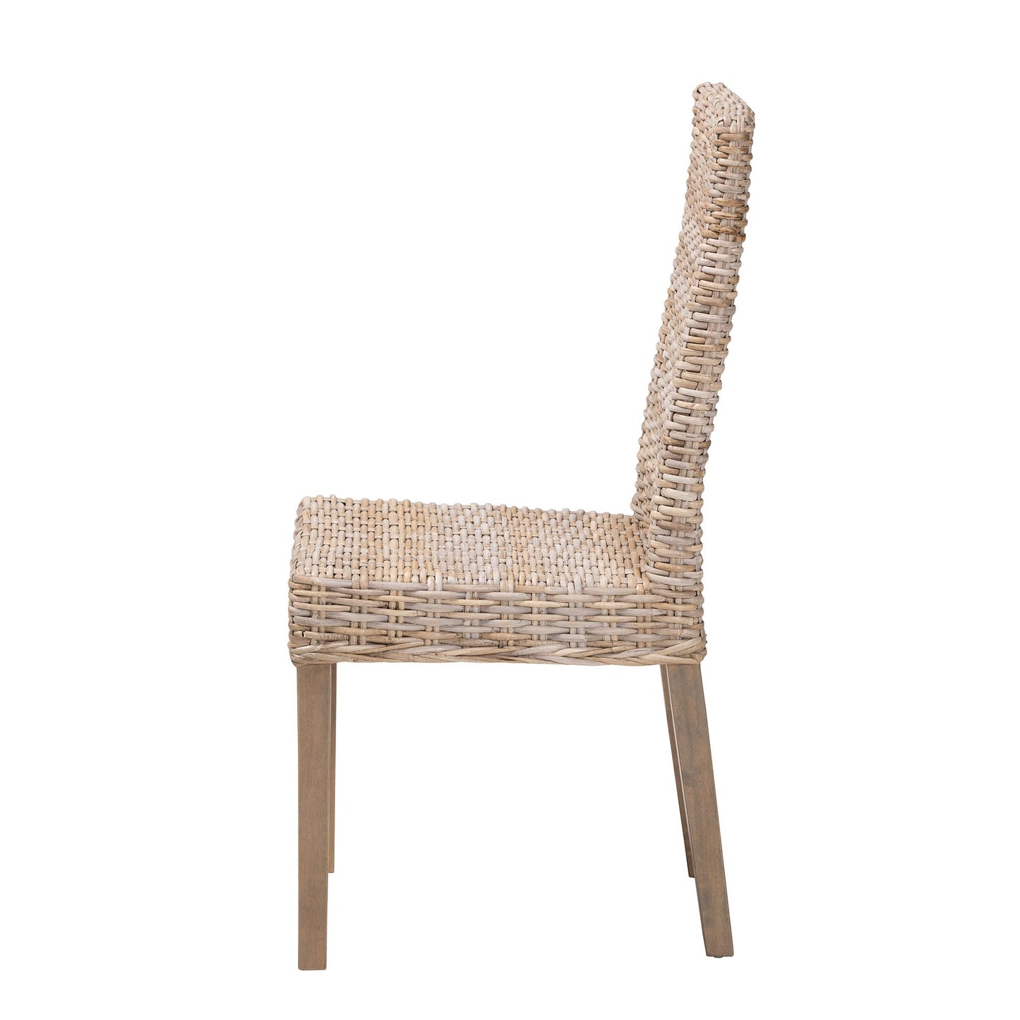 Baxton Studio bali & pari Nevina Bohemian Grey Kubu Rattan and Mango Wood Dining Chair | Dining Chairs | Modishstore - 6