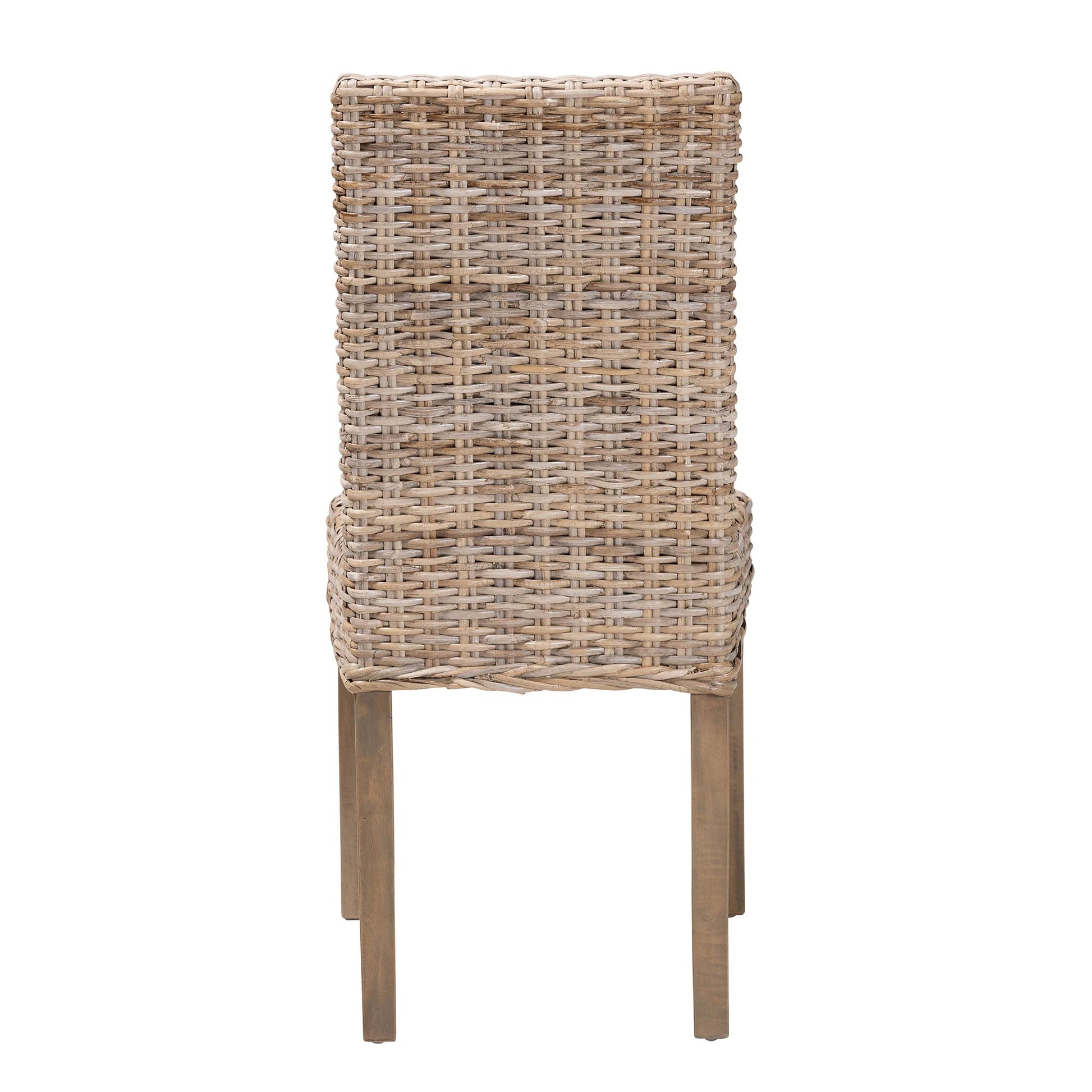 Baxton Studio bali & pari Nevina Bohemian Grey Kubu Rattan and Mango Wood Dining Chair | Dining Chairs | Modishstore - 7