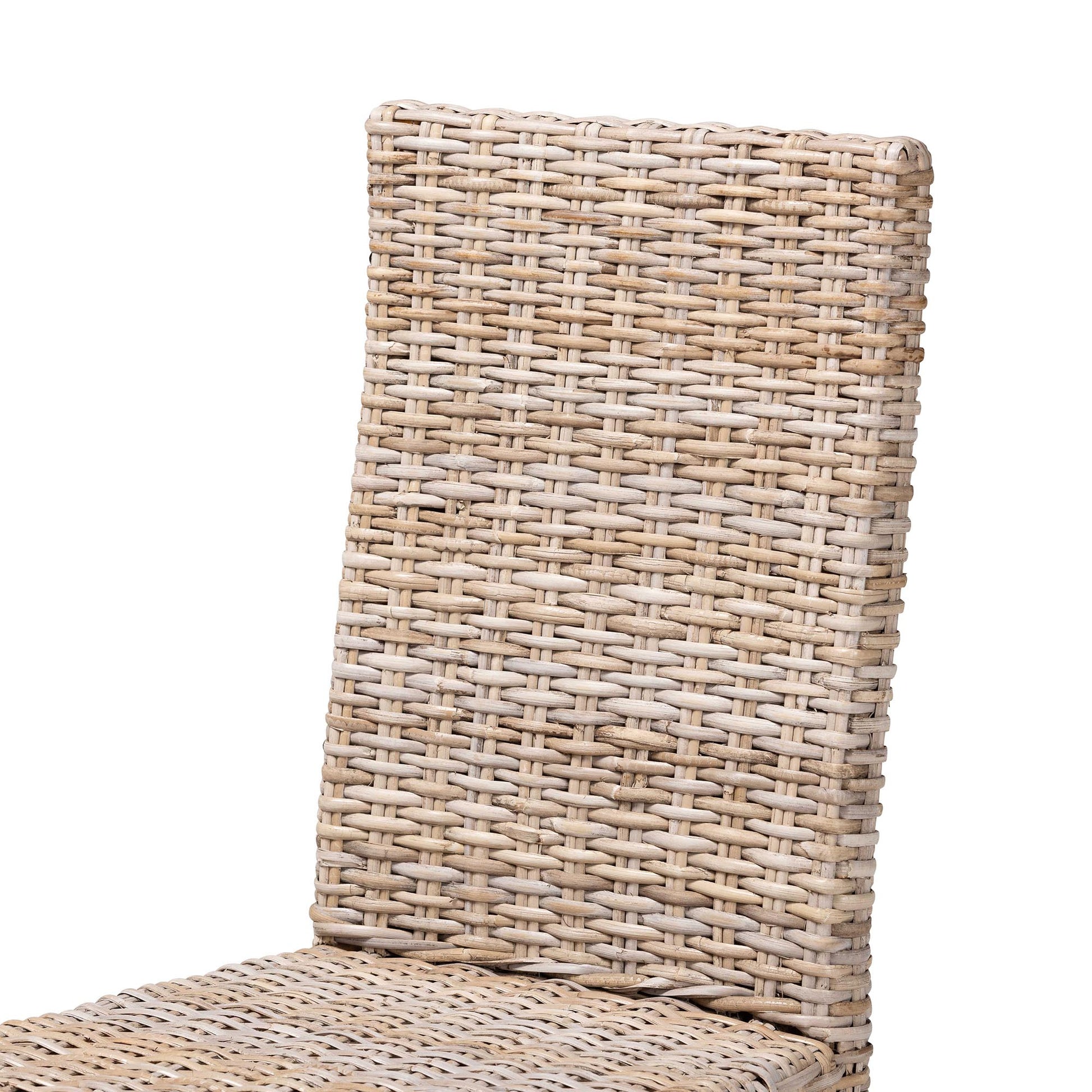 Baxton Studio bali & pari Nevina Bohemian Grey Kubu Rattan and Mango Wood Dining Chair | Dining Chairs | Modishstore - 8