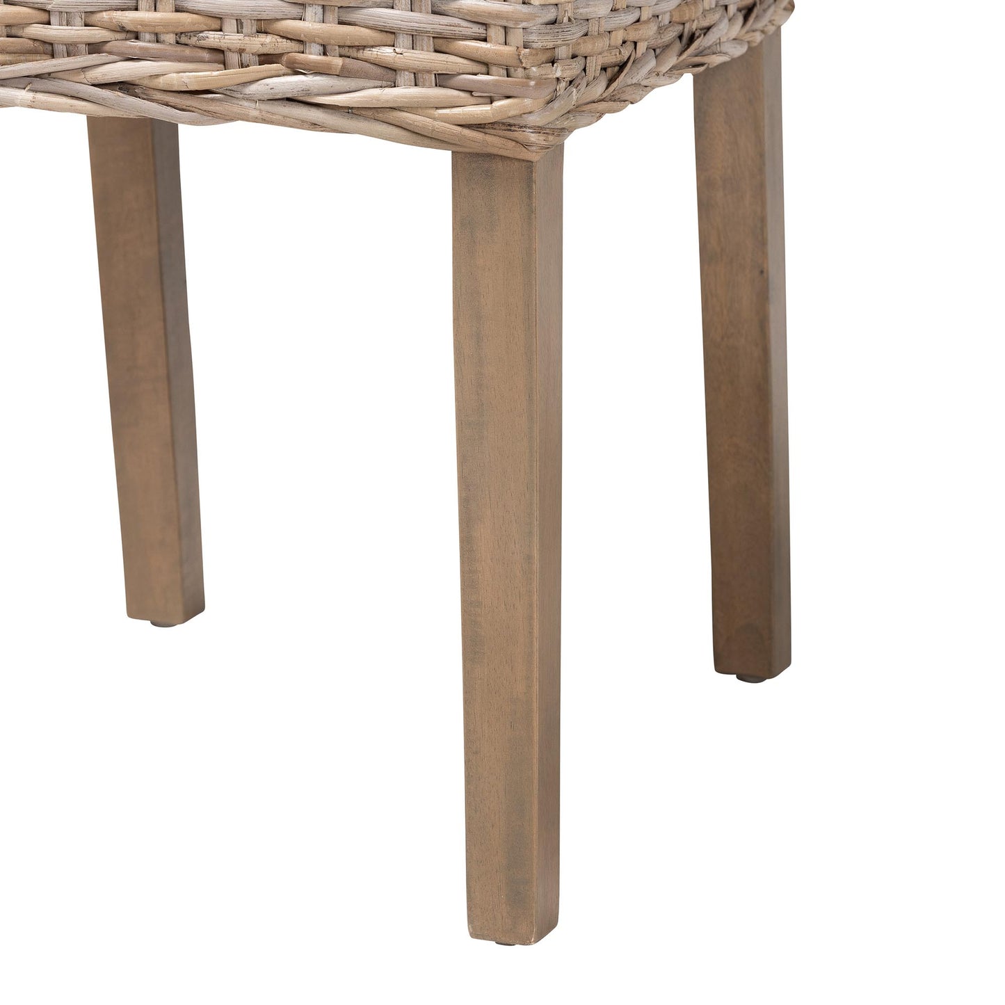 Baxton Studio bali & pari Nevina Bohemian Grey Kubu Rattan and Mango Wood Dining Chair | Dining Chairs | Modishstore - 9