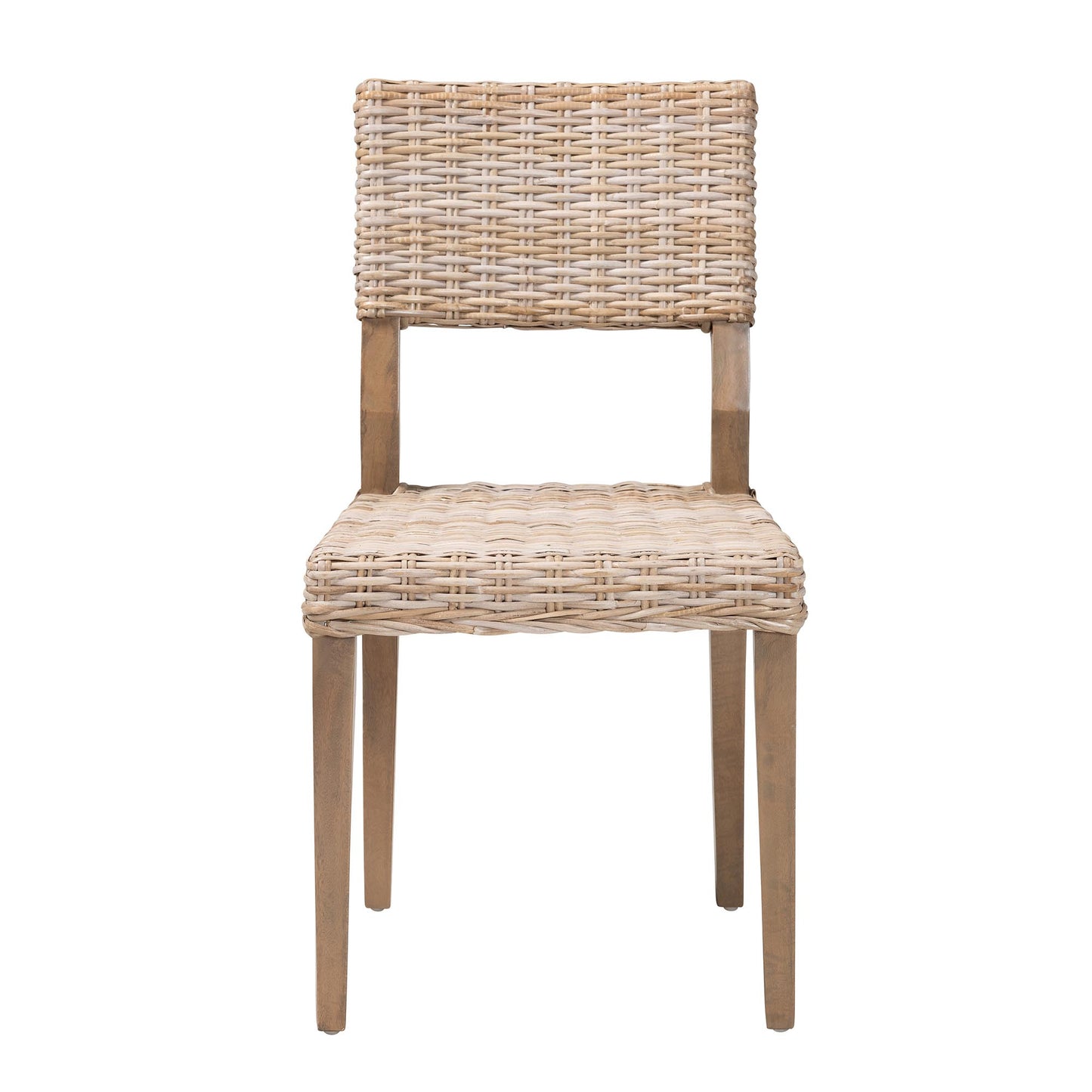 Baxton Studio bali & pari Barossa Bohemian Grey Kubu Rattan and Mahogany Wood Dining Chair | Dining Chairs | Modishstore - 5