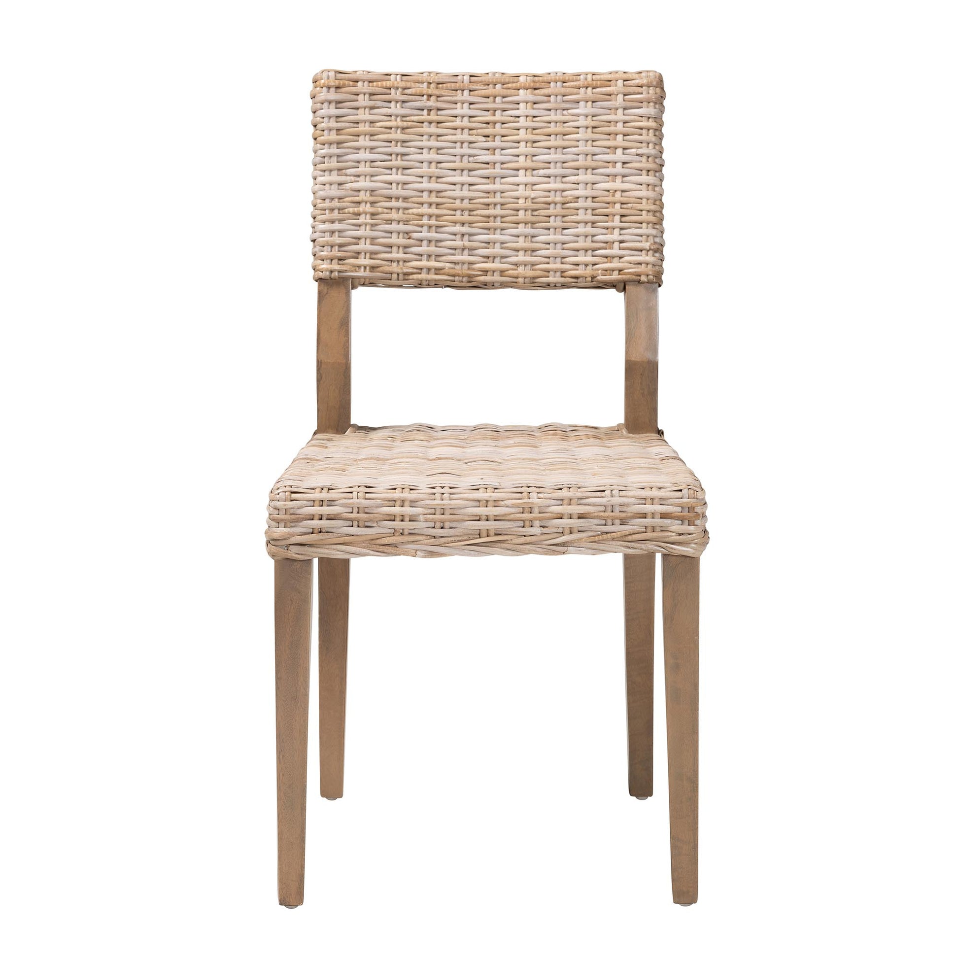 Baxton Studio bali & pari Barossa Bohemian Grey Kubu Rattan and Mahogany Wood Dining Chair | Dining Chairs | Modishstore - 5