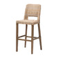 Baxton Studio bali & pari Magy Modern Bohemian Grey Kubu Rattan and Mahogany Wood Bar Stool | Bar Stools | Modishstore - 4