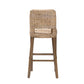 Baxton Studio bali & pari Magy Modern Bohemian Grey Kubu Rattan and Mahogany Wood Bar Stool | Bar Stools | Modishstore - 7