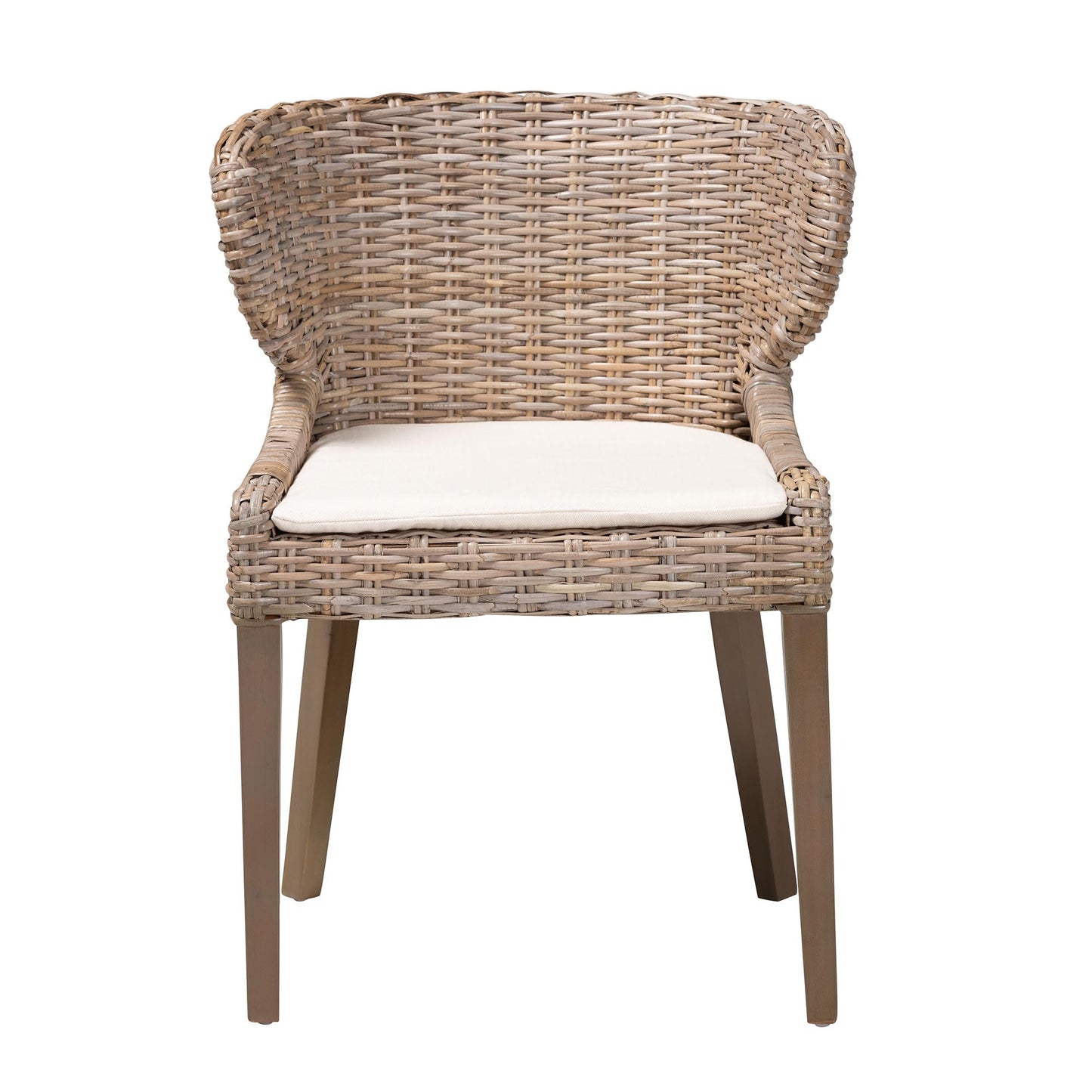 Baxton Studio bali & pari Niesha Bohemian Grey Natural Kubu Rattan and Mahogany Wood Dining Chair | Dining Chairs | Modishstore - 3