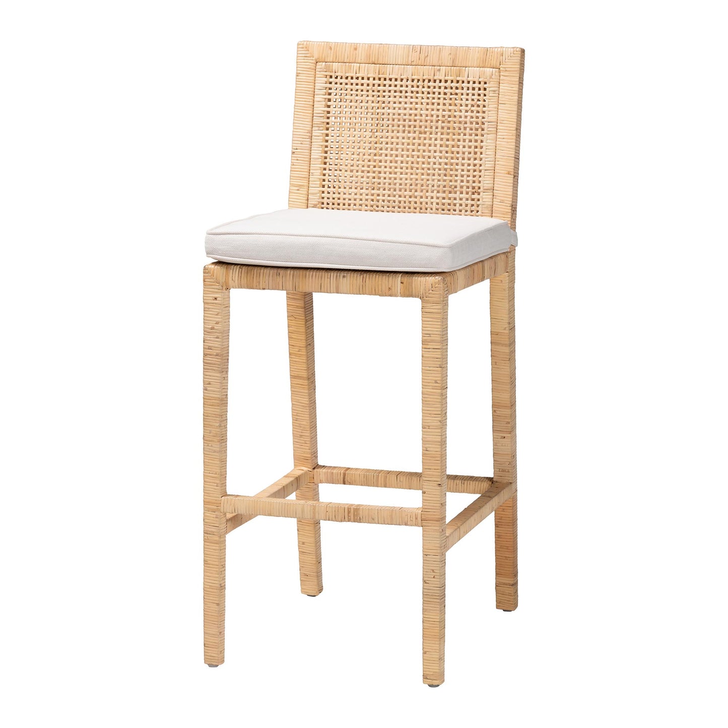 Baxton Studio bali & pari Sofia Bohemian Natural Rattan Bar Stool | Bar Stools | Modishstore - 4