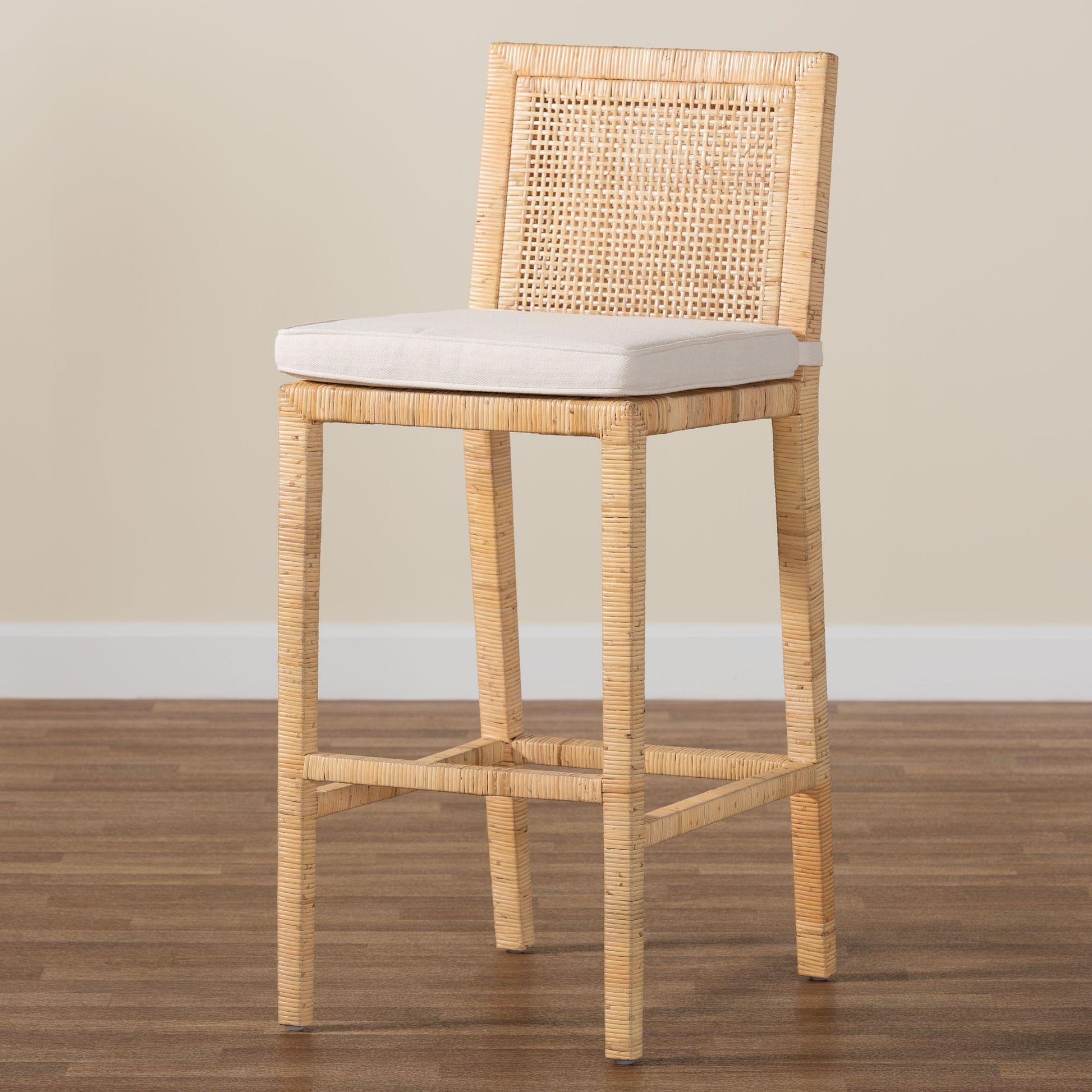 Baxton Studio bali & pari Sofia Bohemian Natural Rattan Bar Stool | Bar Stools | Modishstore - 2