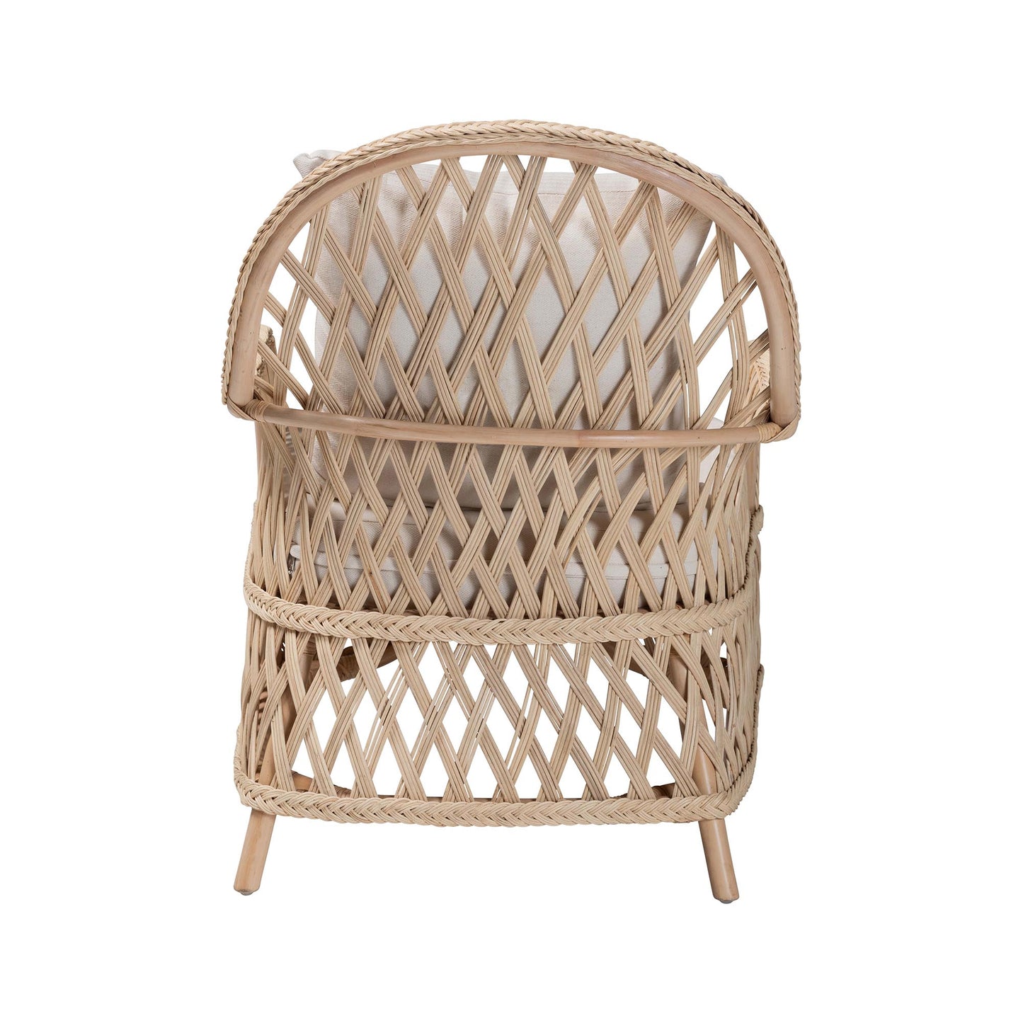 Baxton Studio bali & pari Florence Bohemian Ivory Braided Rattan Arm Chair | Armchairs | Modishstore - 7