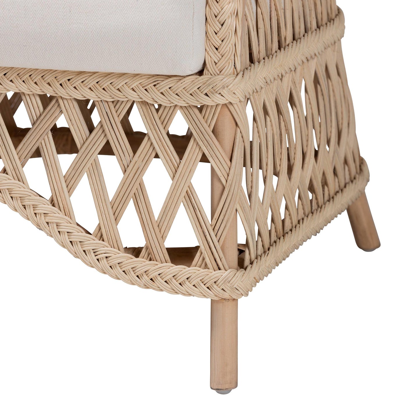 Baxton Studio bali & pari Florence Bohemian Ivory Braided Rattan Arm Chair | Armchairs | Modishstore - 9