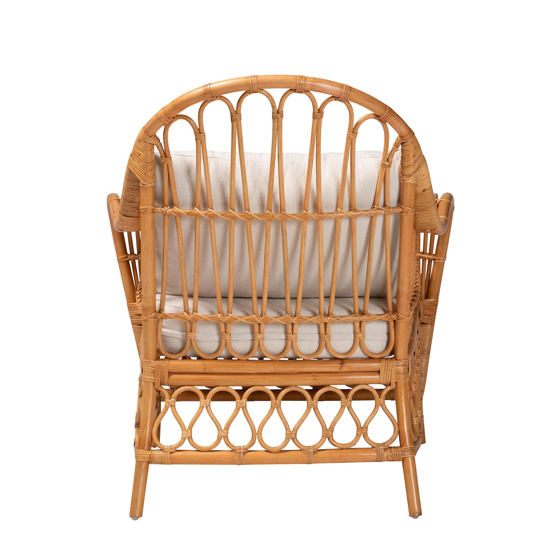 Baxton Studio bali & pari Reina Bohemian Light Honey Rattan Arm Chair | Armchairs | Modishstore - 7