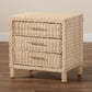 Baxton Studio bali & pari Lanica Japandi Sun Bleached Rattan 3-Drawer Nightstand | Nightstands | Modishstore - 3