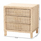 Baxton Studio bali & pari Lanica Japandi Sun Bleached Rattan 3-Drawer Nightstand | Nightstands | Modishstore - 4