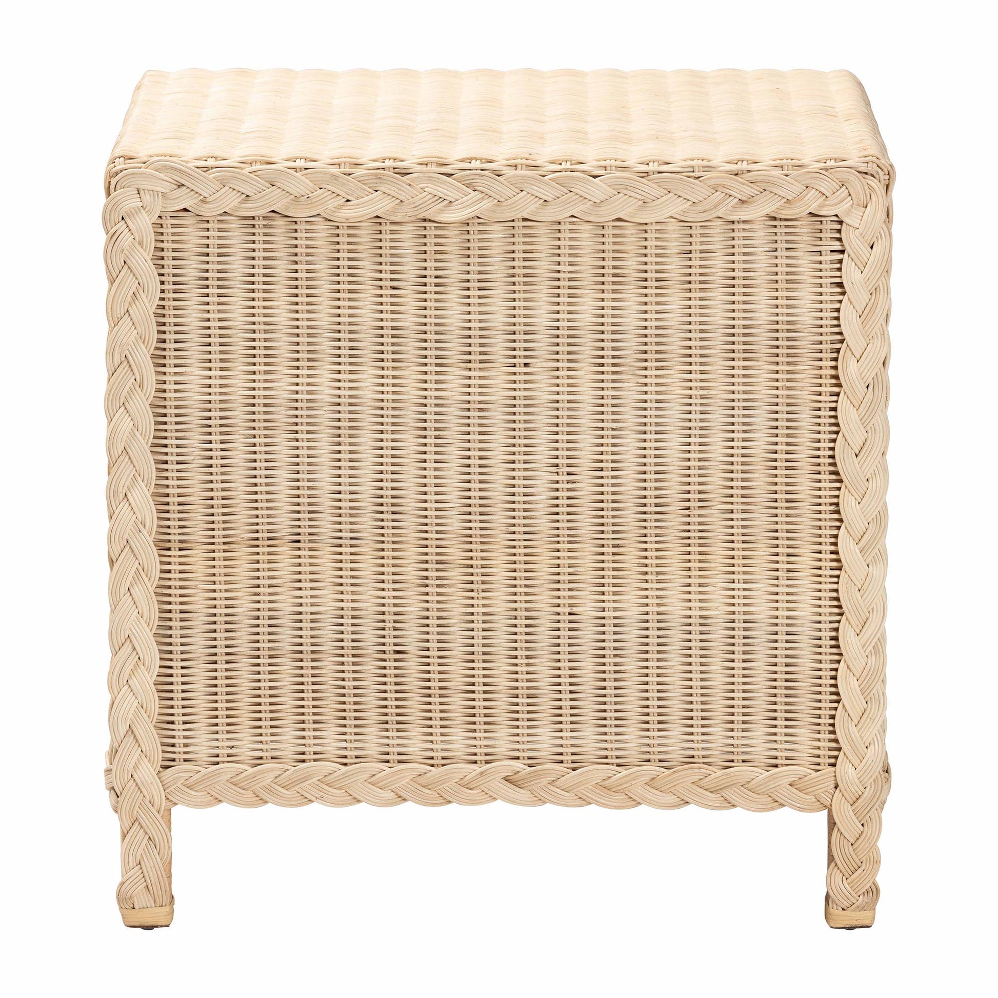 Baxton Studio bali & pari Lanica Japandi Sun Bleached Rattan 3-Drawer Nightstand | Nightstands | Modishstore - 9