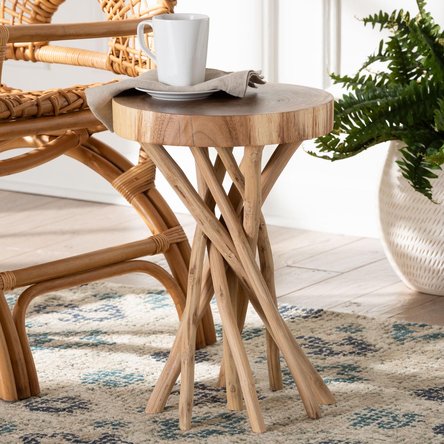 Baxton Studio bali & pari Liberte Natural Teak Wood End Table | End Tables | Modishstore