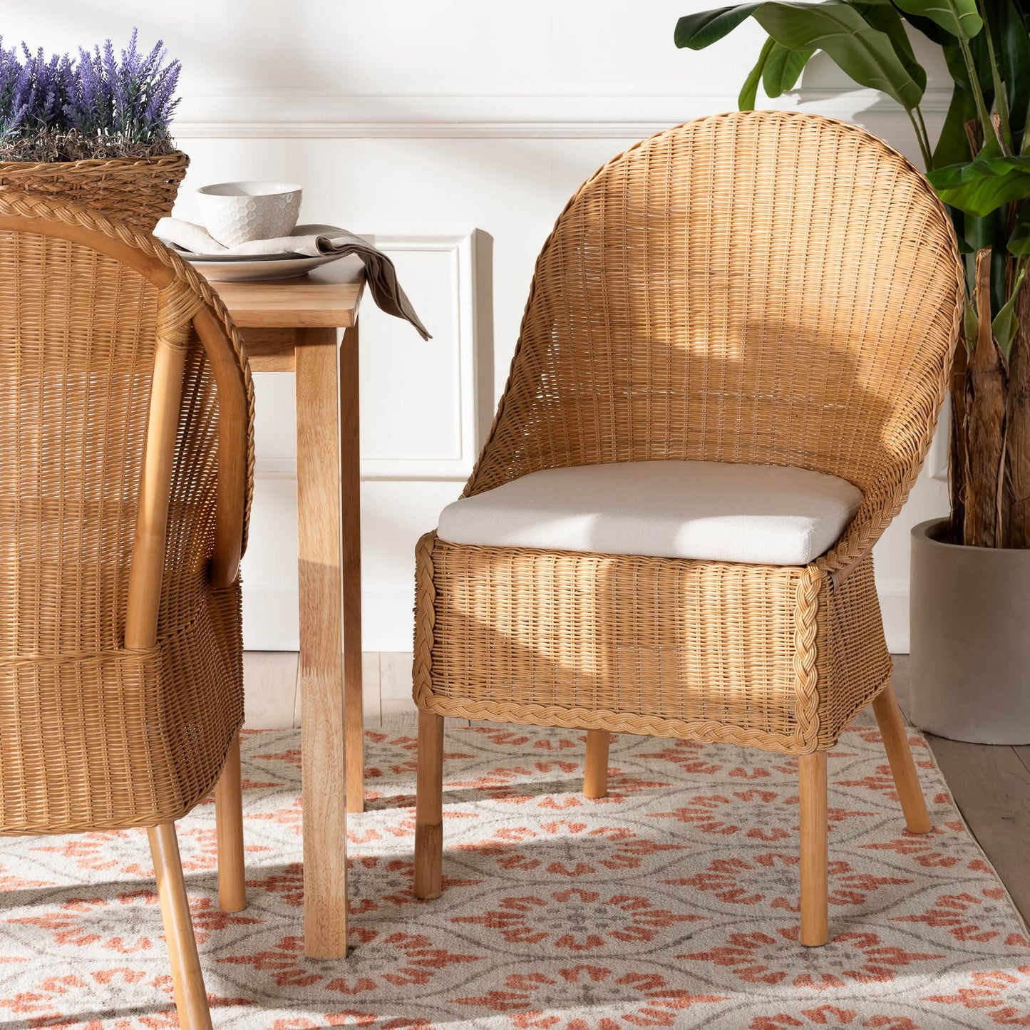 Baxton Studio bali & pari Camelia Bohemian Light Honey Rattan Dining Chair | Dining Chairs | Modishstore