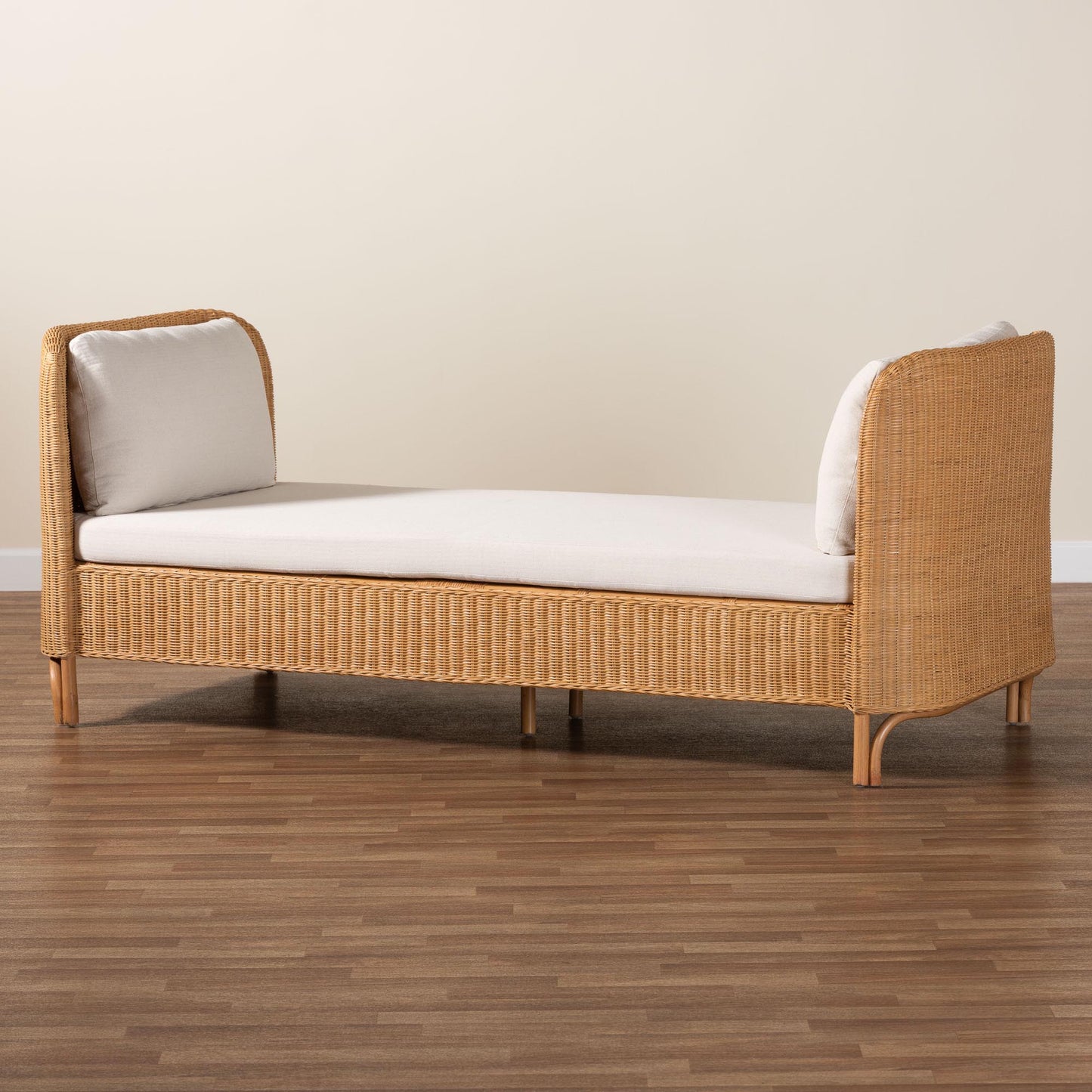 Baxton Studio bali & pari Diva Bohemian Light Honey Rattan Daybed | Daybeds | Modishstore - 8