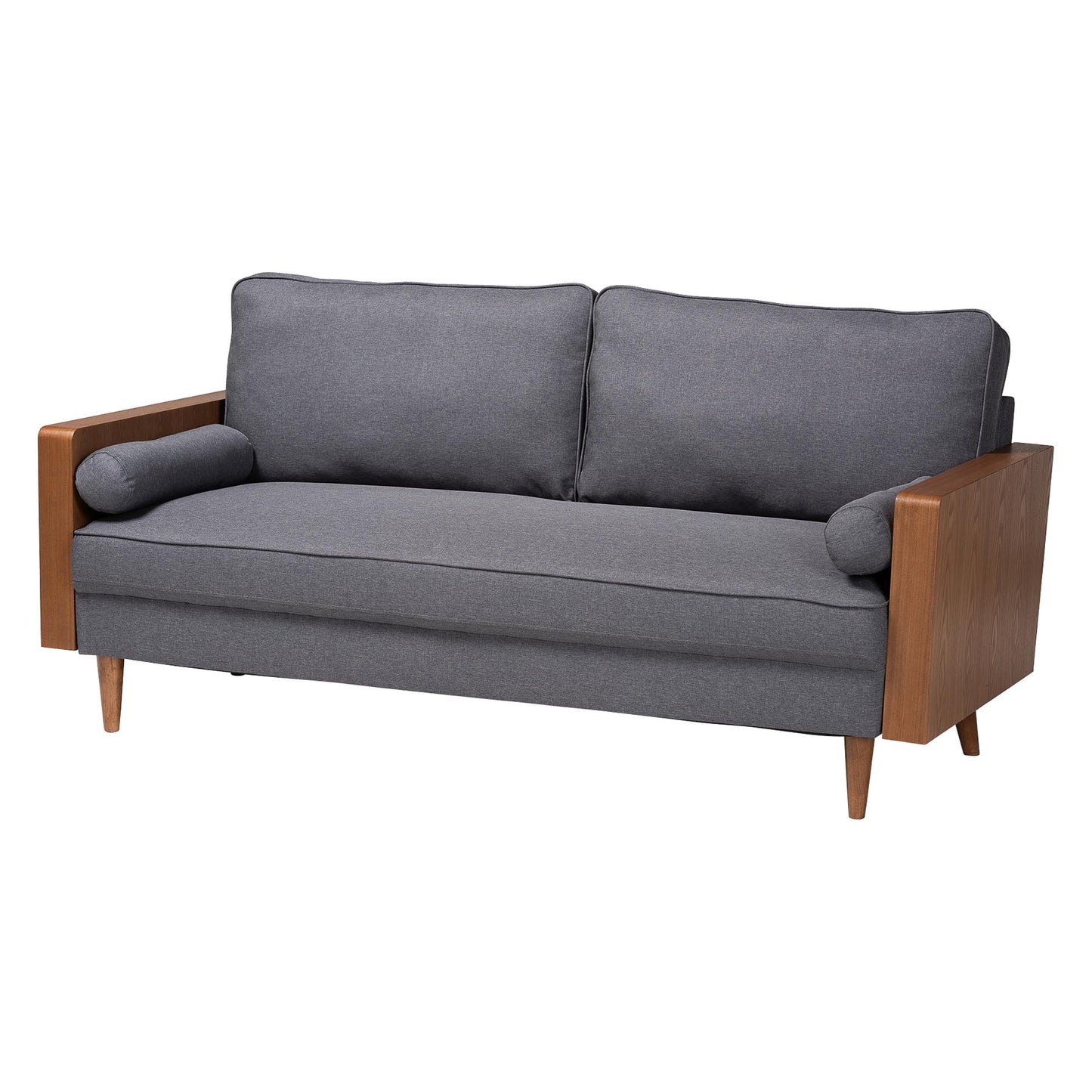 Baxton Studio Harleson Mid-Century Modern Grey Fabric and Walnut Brown Wood Sofa | Sofas | Modishstore - 5