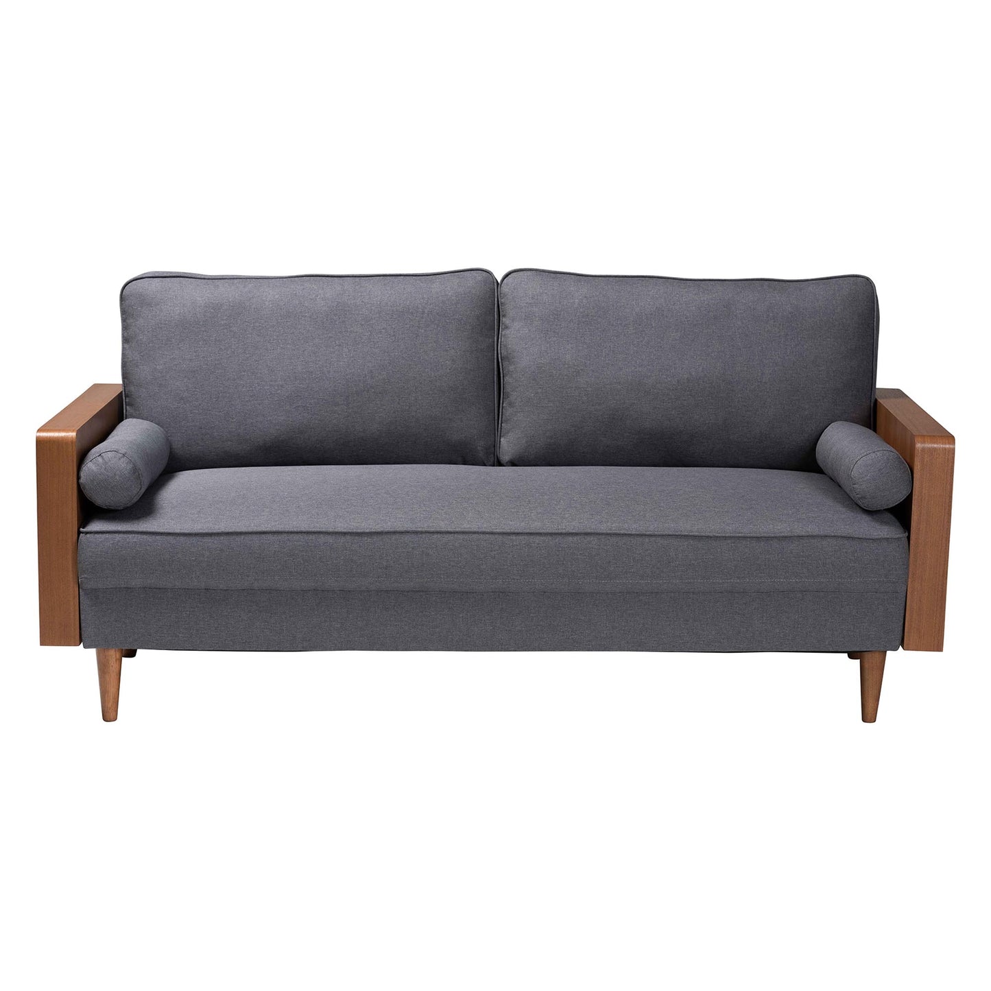 Baxton Studio Harleson Mid-Century Modern Grey Fabric and Walnut Brown Wood Sofa | Sofas | Modishstore - 6