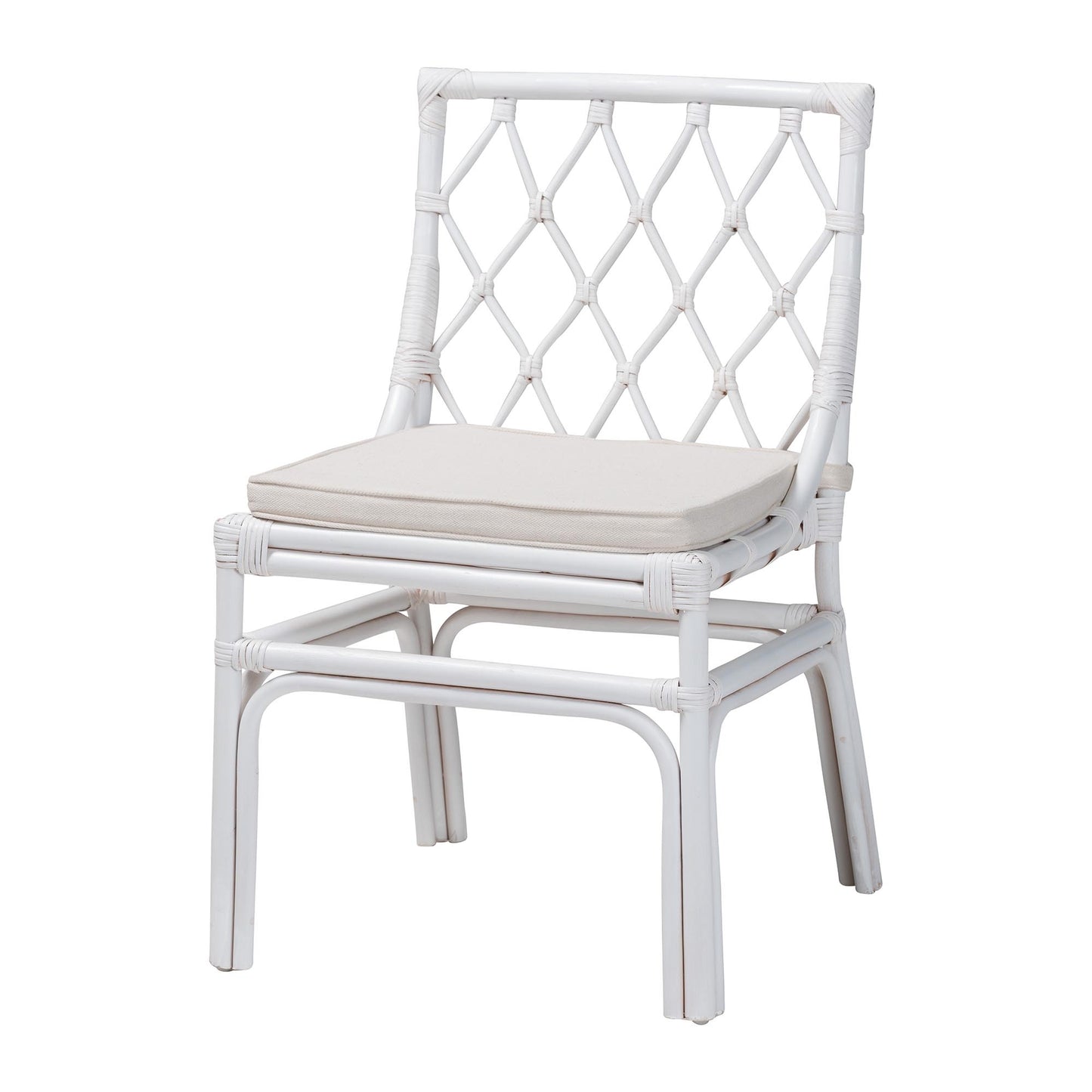 Baxton Studio bali & pari Carwyn Bohemian White Rattan Dining Chair | Dining Chairs | Modishstore - 4