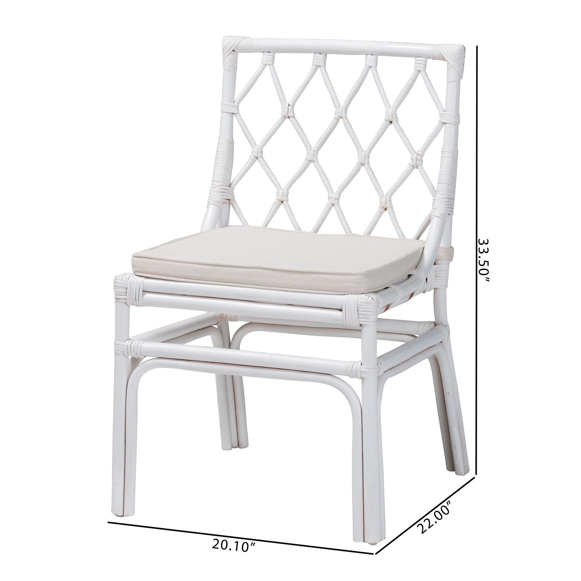 Baxton Studio bali & pari Carwyn Bohemian White Rattan Dining Chair | Dining Chairs | Modishstore - 3