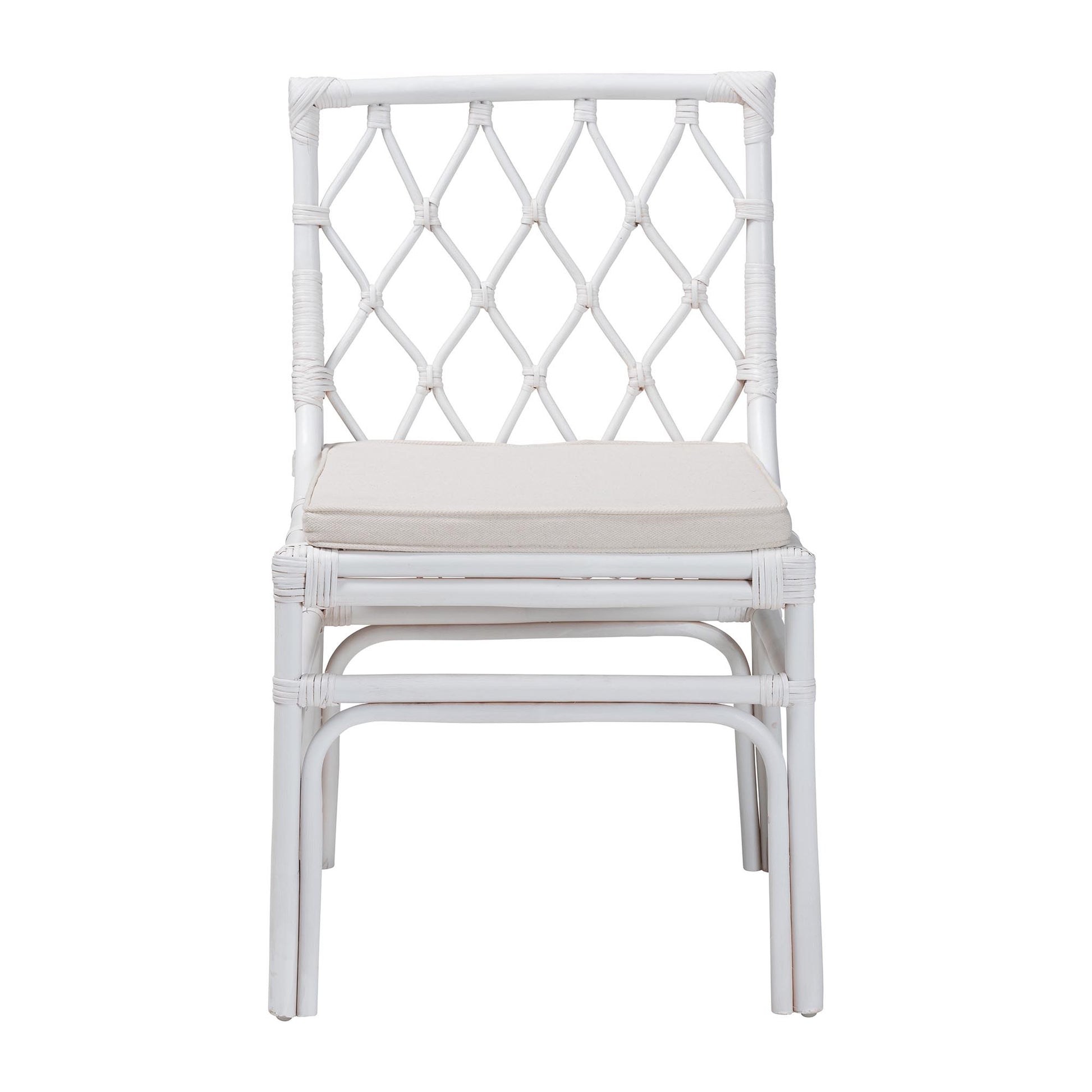 Baxton Studio bali & pari Carwyn Bohemian White Rattan Dining Chair | Dining Chairs | Modishstore - 5