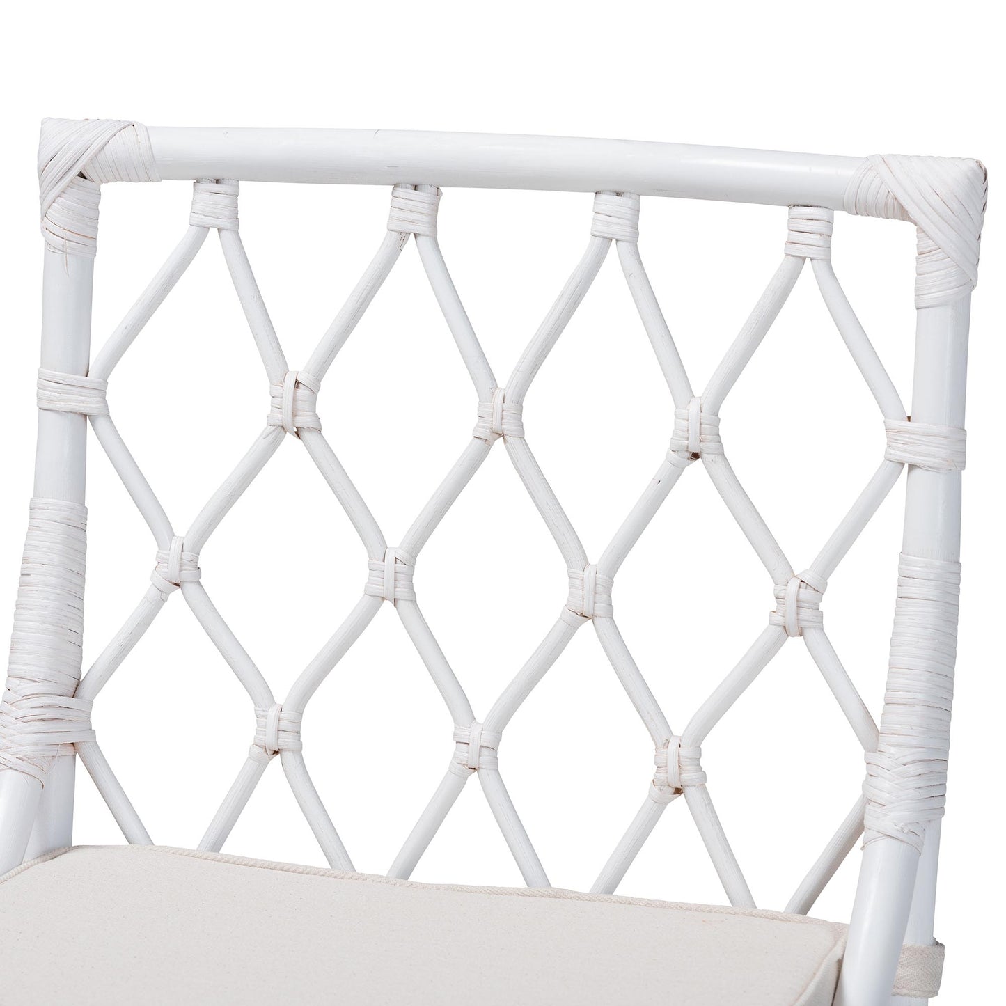 Baxton Studio bali & pari Carwyn Bohemian White Rattan Dining Chair | Dining Chairs | Modishstore - 8