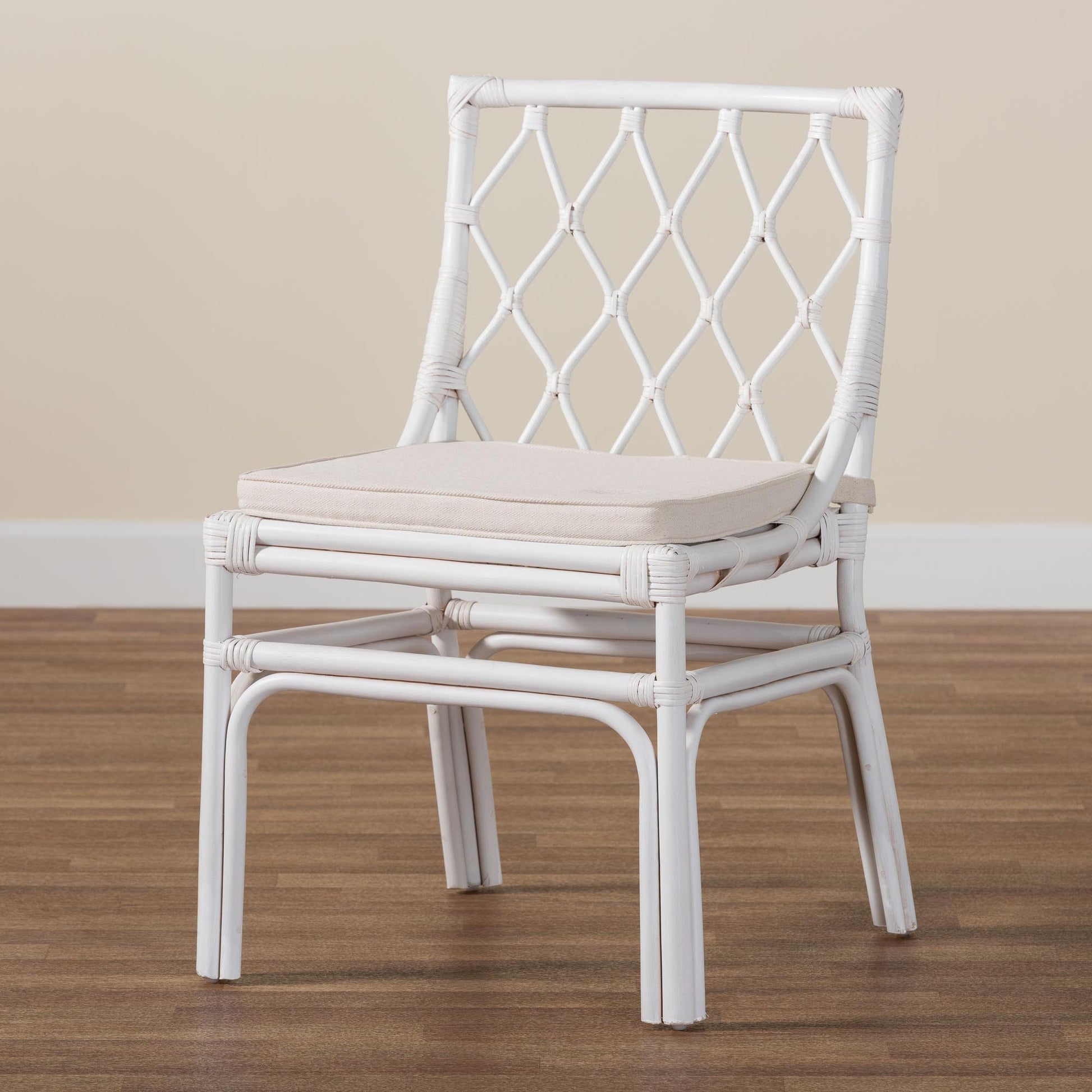 Baxton Studio bali & pari Carwyn Bohemian White Rattan Dining Chair | Dining Chairs | Modishstore - 2