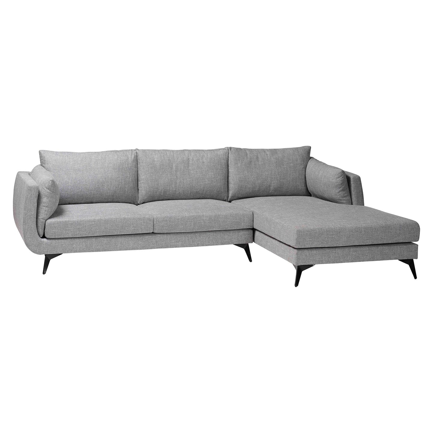 Baxton Studio Leni Modern Grey Twill Fabric Right Facing Sectional Sofa | Sectional | Modishstore - 3