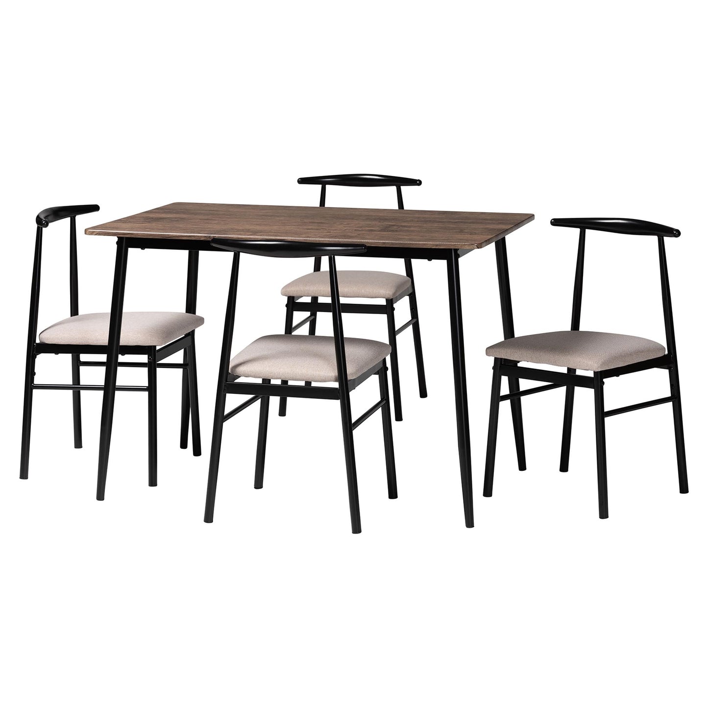 Baxton Studio Arnold Modern Industrial Beige Fabric and Metal Dining Set | Dining Sets | Modishstore - 4