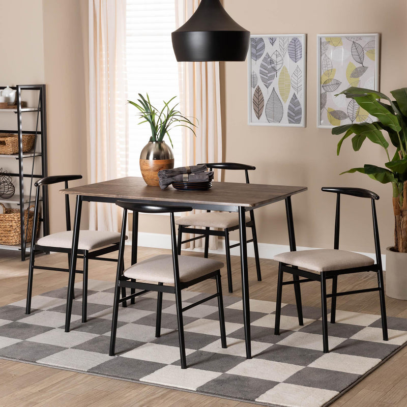 Baxton Studio Arnold Modern Industrial Beige Fabric and Metal Dining Set | Dining Sets | Modishstore