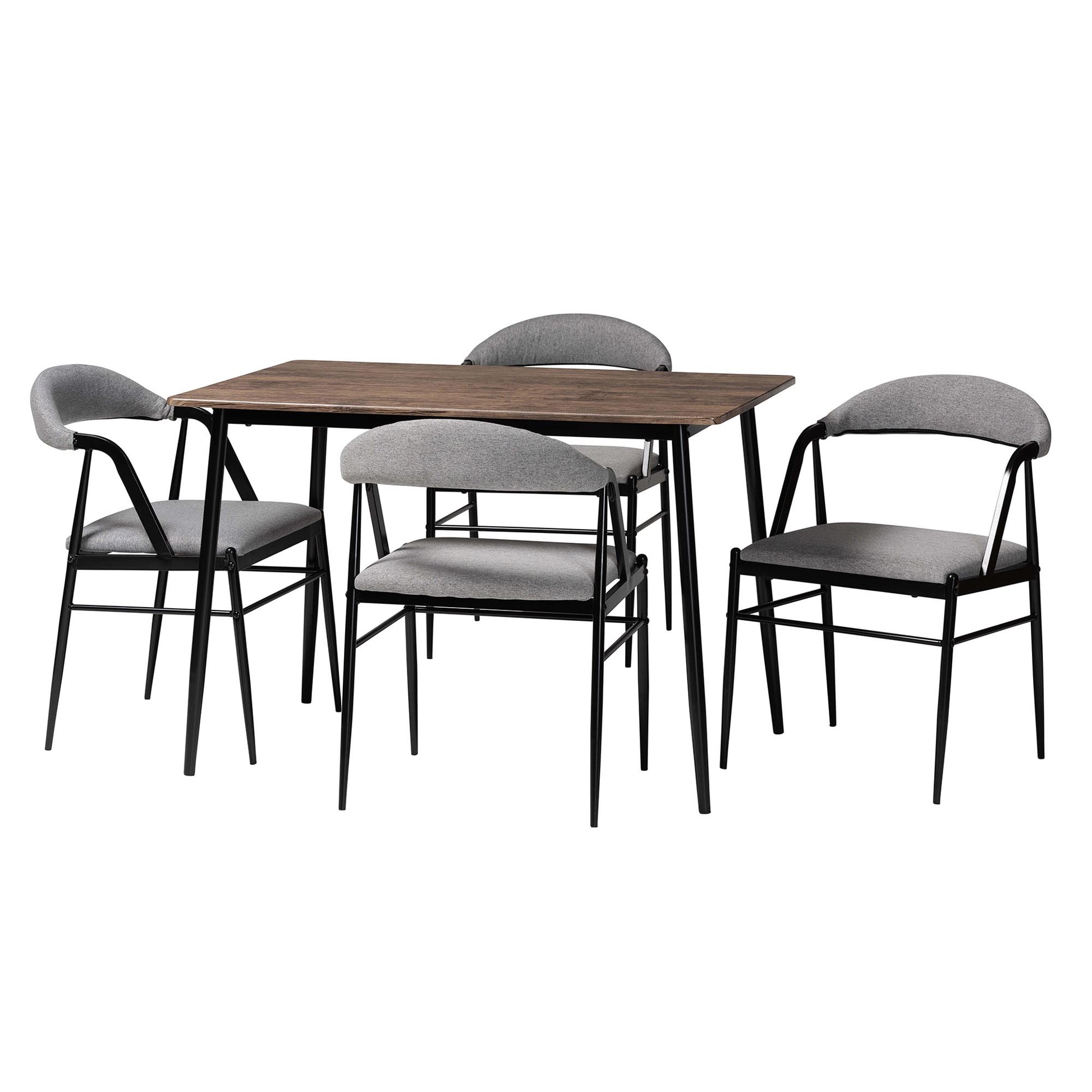 Baxton Studio Orrin Modern Industrial Grey Fabric and Metal Dining Set | Dining Sets | Modishstore - 4