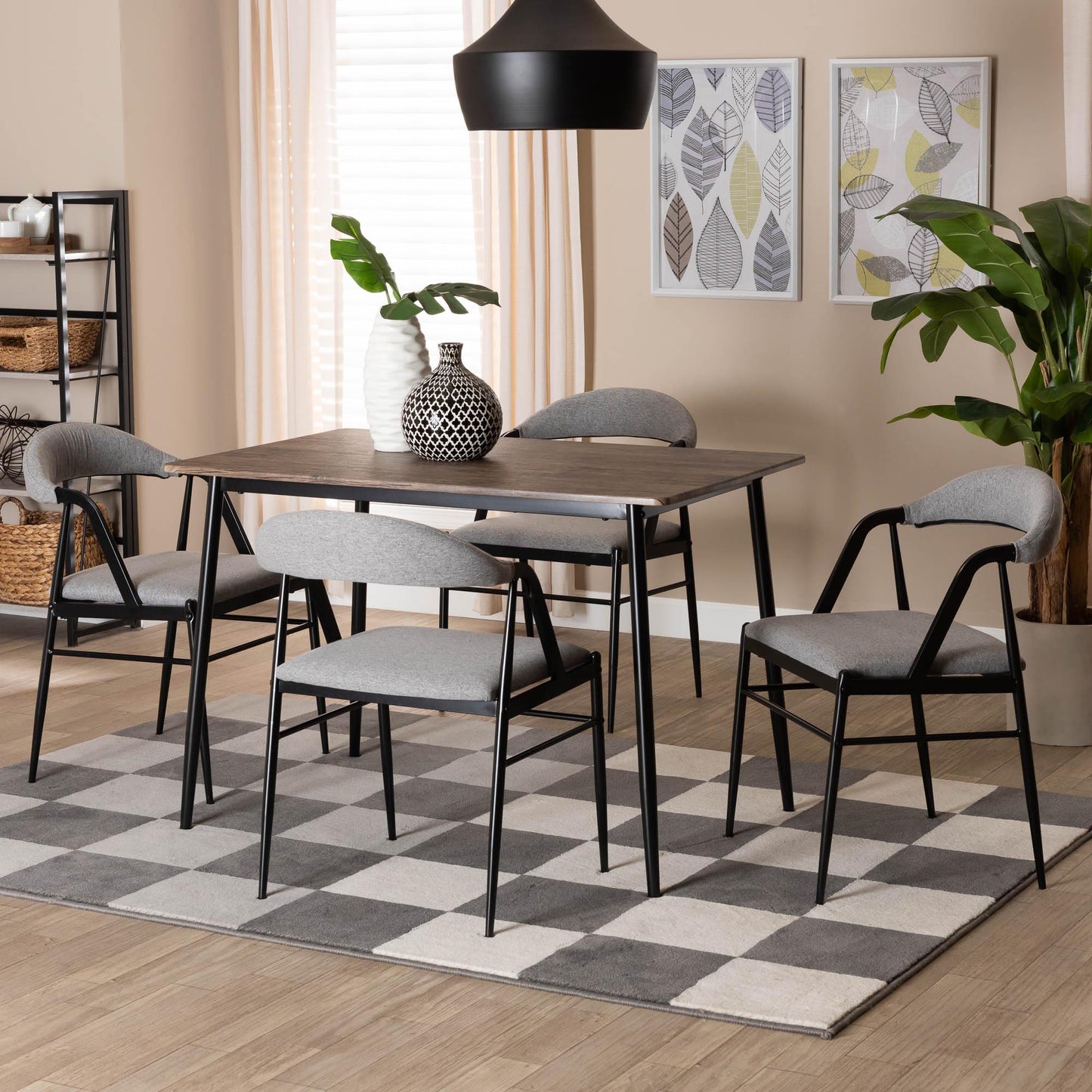 Baxton Studio Orrin Modern Industrial Grey Fabric and Metal Dining Set | Dining Sets | Modishstore