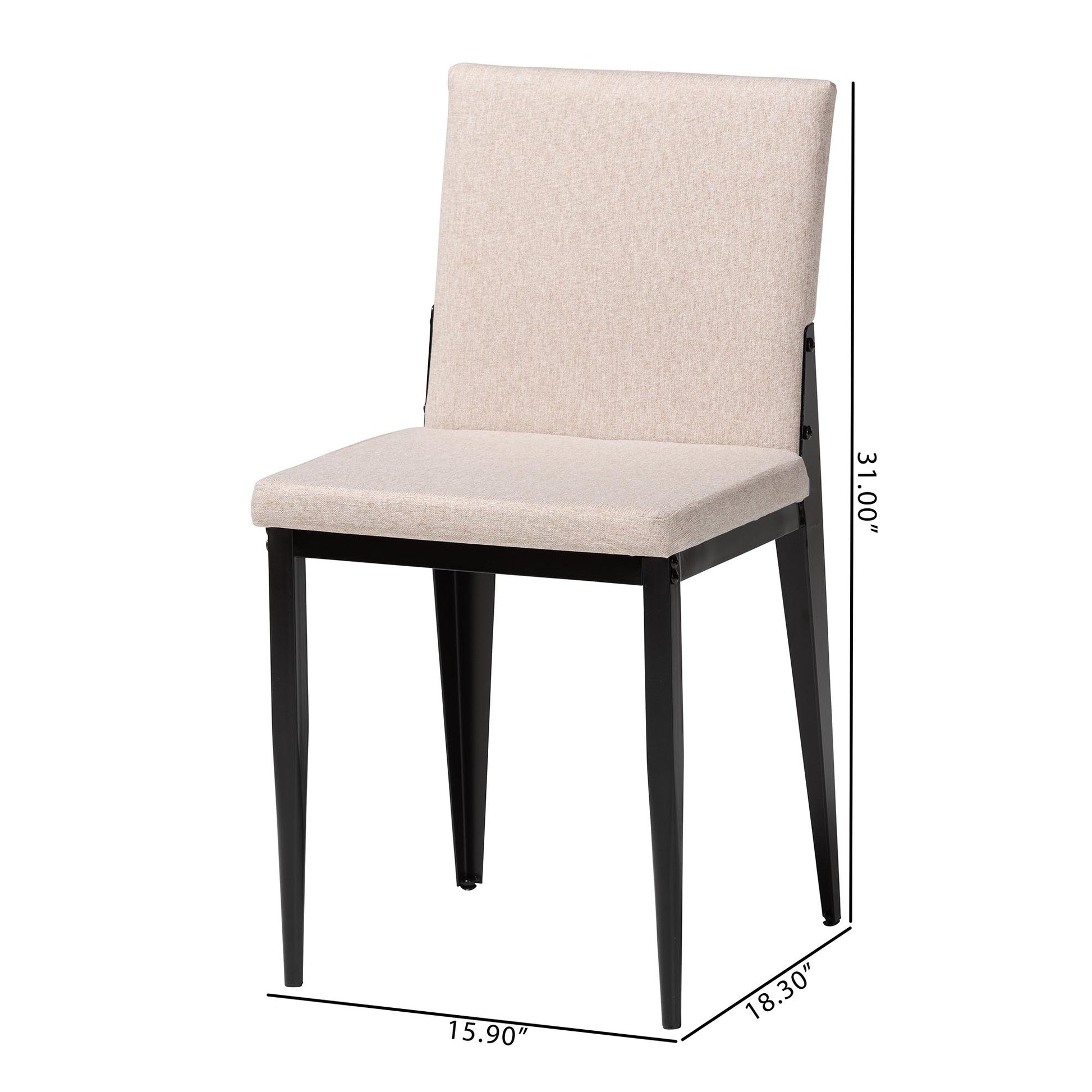 Baxton Studio Bishop Industrial Beige Fabric and Metal Dining Chair | Dining Chairs | Modishstore - 4