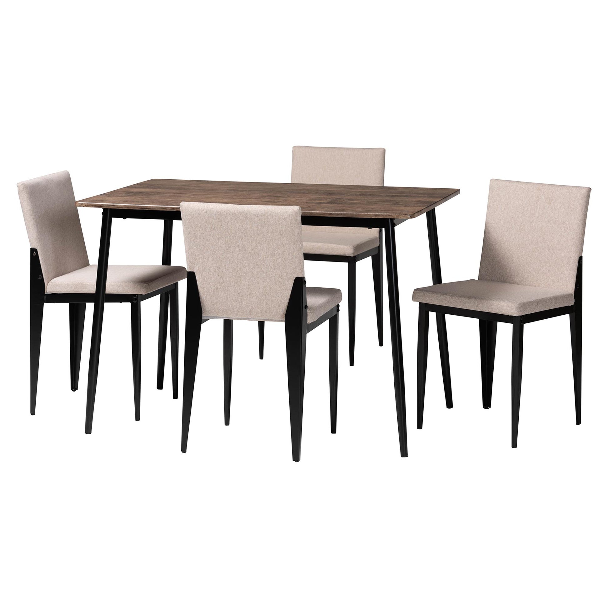 Baxton Studio Bishop Industrial Beige Fabric and Metal Dining Set | Dining Sets | Modishstore - 4