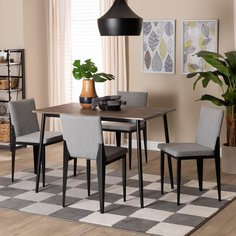 Baxton Studio Bishop Industrial Grey Fabric and Metal Dining Set | Dining Sets | Modishstore