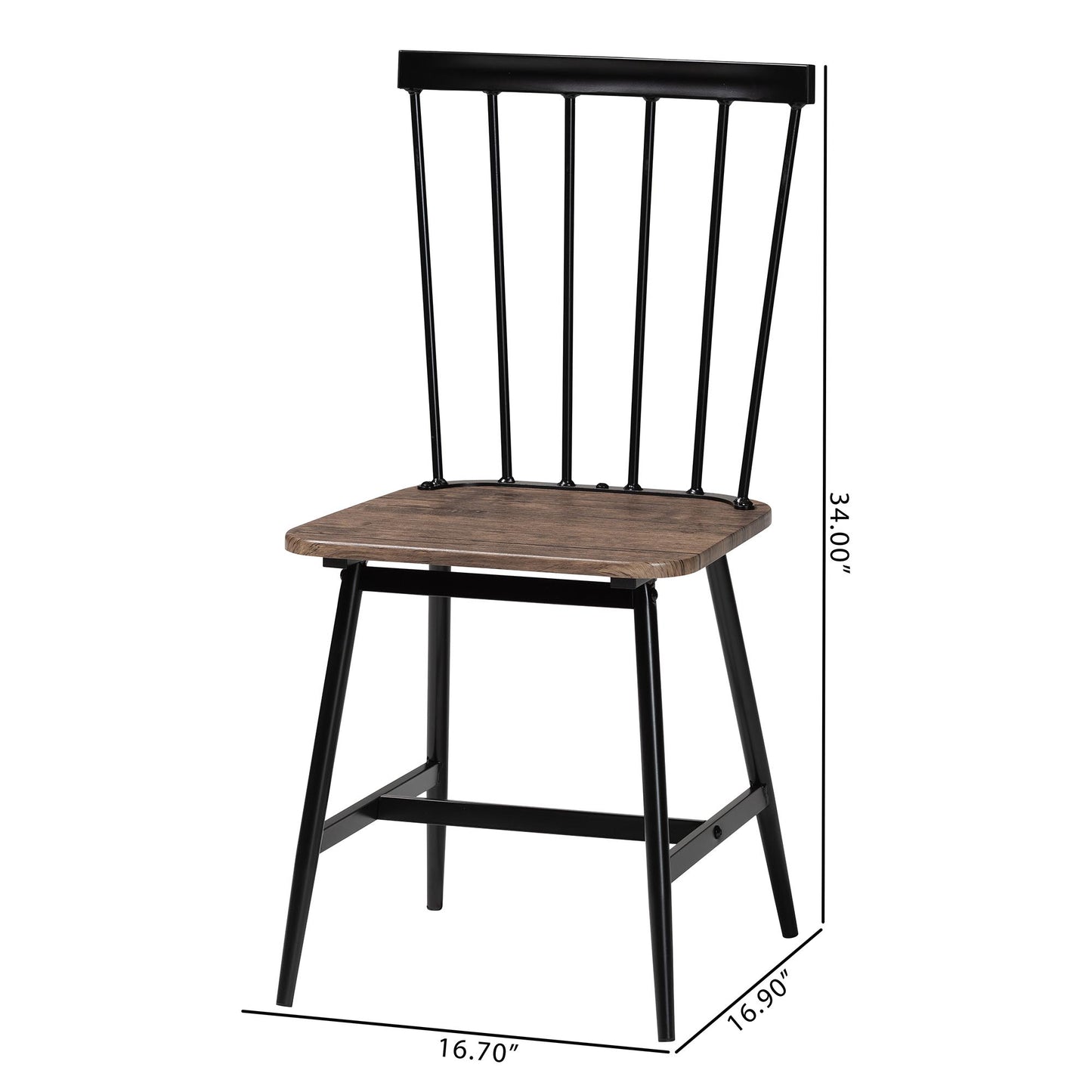 Baxton Studio Cardinal Industrial Dark Brown Wood and Metal Dining Chair | Dining Chairs | Modishstore - 4